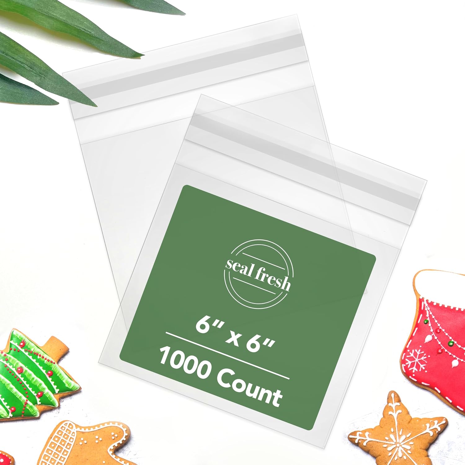 Seal Fresh Bolsas de celofán autosellantes  6 x 6 pulgadas (1000 unidades)  Bolsa de plástico transparente resellable para violonchelo  Bolsas de