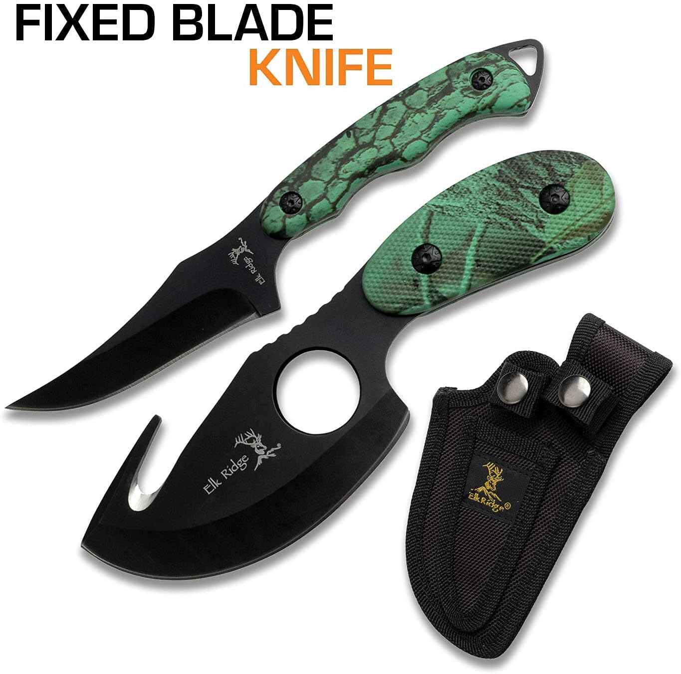 Elk Ridge set de 2 cuchillos de caza con borde recto 17.8cm