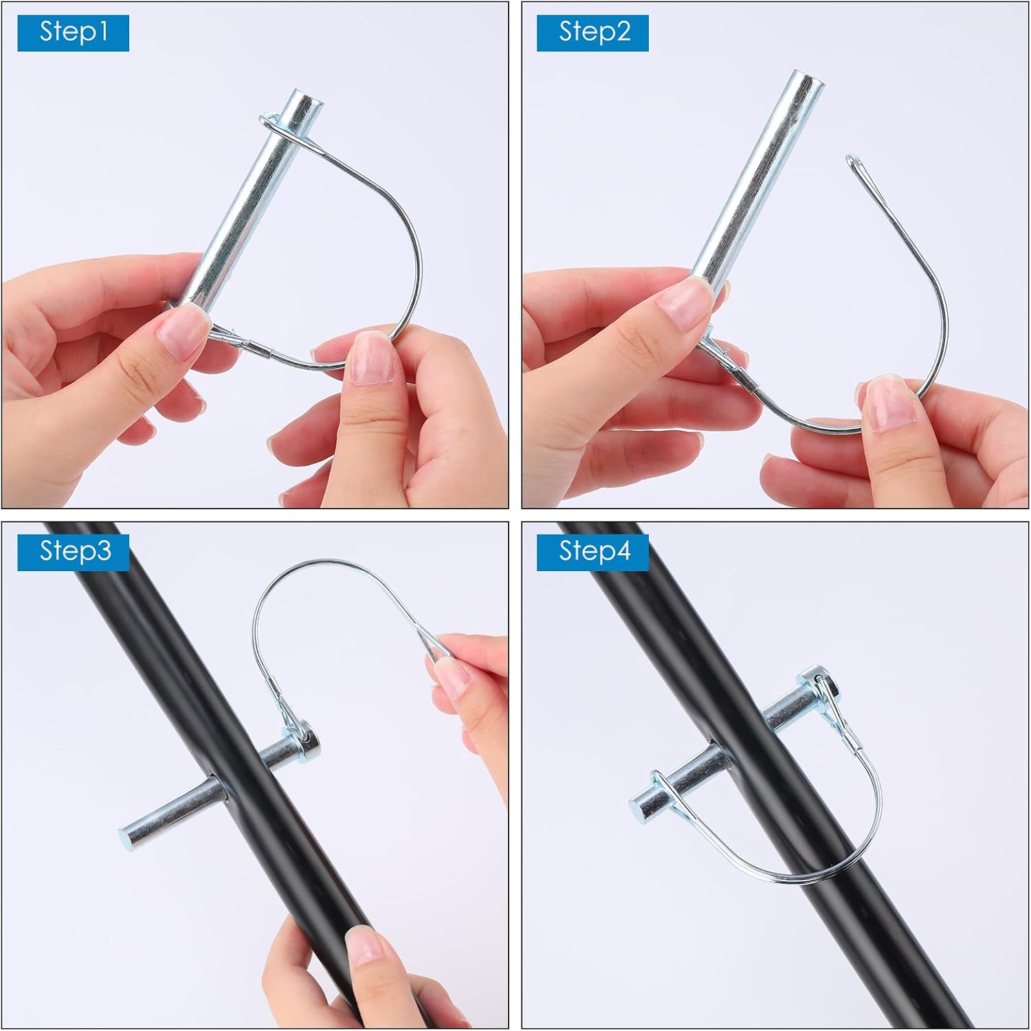 40 unidades de 14 pulgadas x 2-34 pulgadas en forma de D, pasador de acoplador de remolque de 38 pulgadas x 2-2732 pulgadas, pasador de bloqueo de