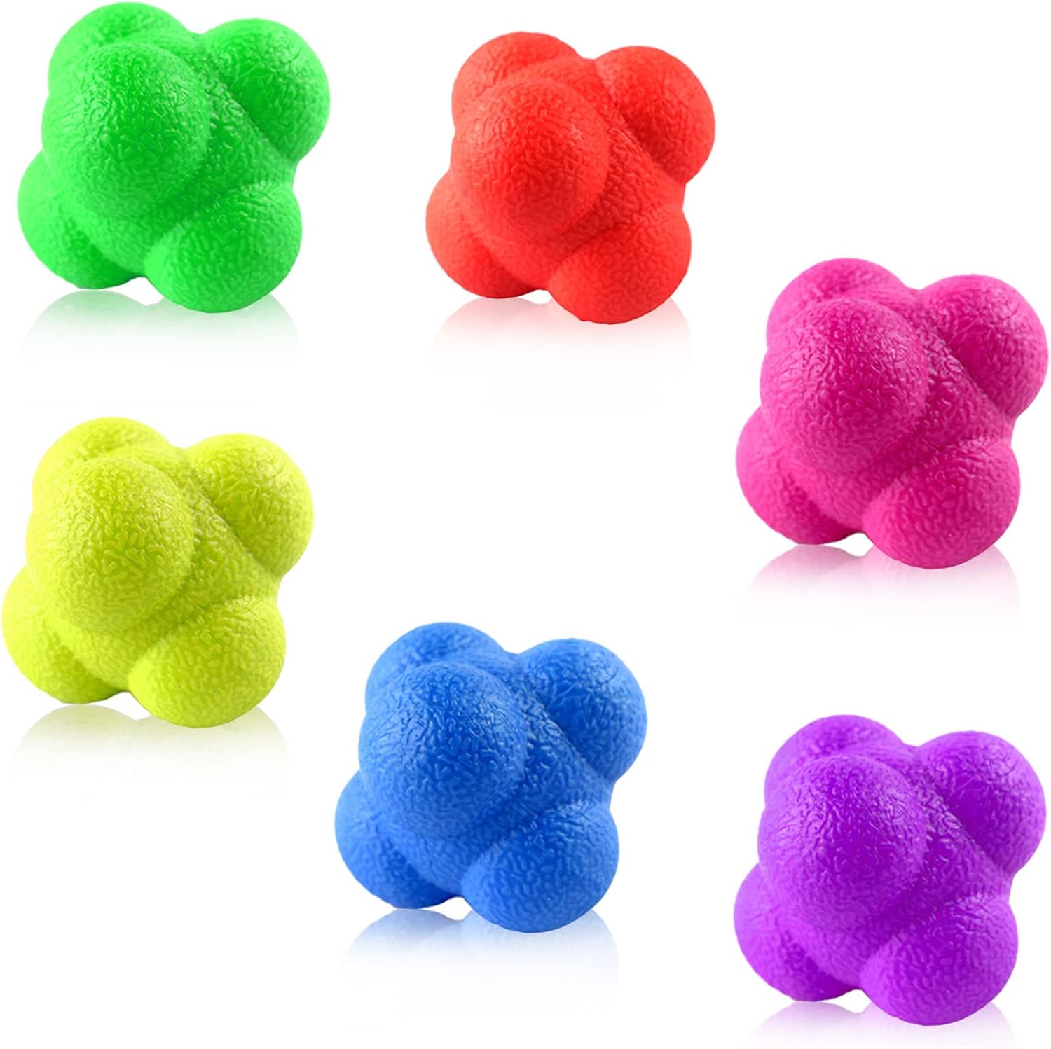 6 bolas de rebote de reacción de goma para coordinación mano-ojo, mejorar el reflejo, la agilidad y el enfoque para deportes, ejercicio para todas