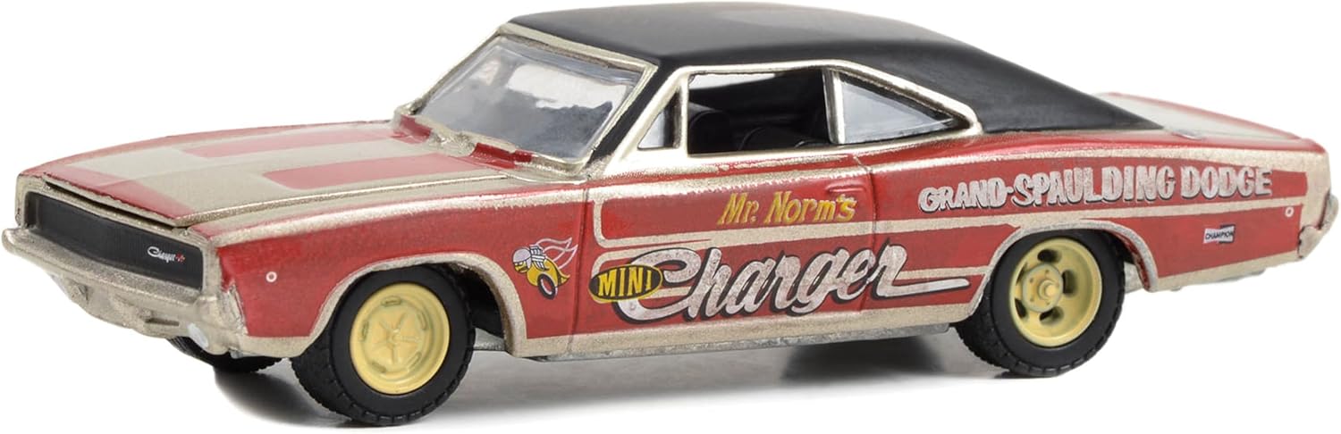 1968 Cargador rojo oscuro y dorado con parte superior negra Grand Spalding Dodge Mr. Norm s Mini Charger Funny Car Tribute Running on Empty Series