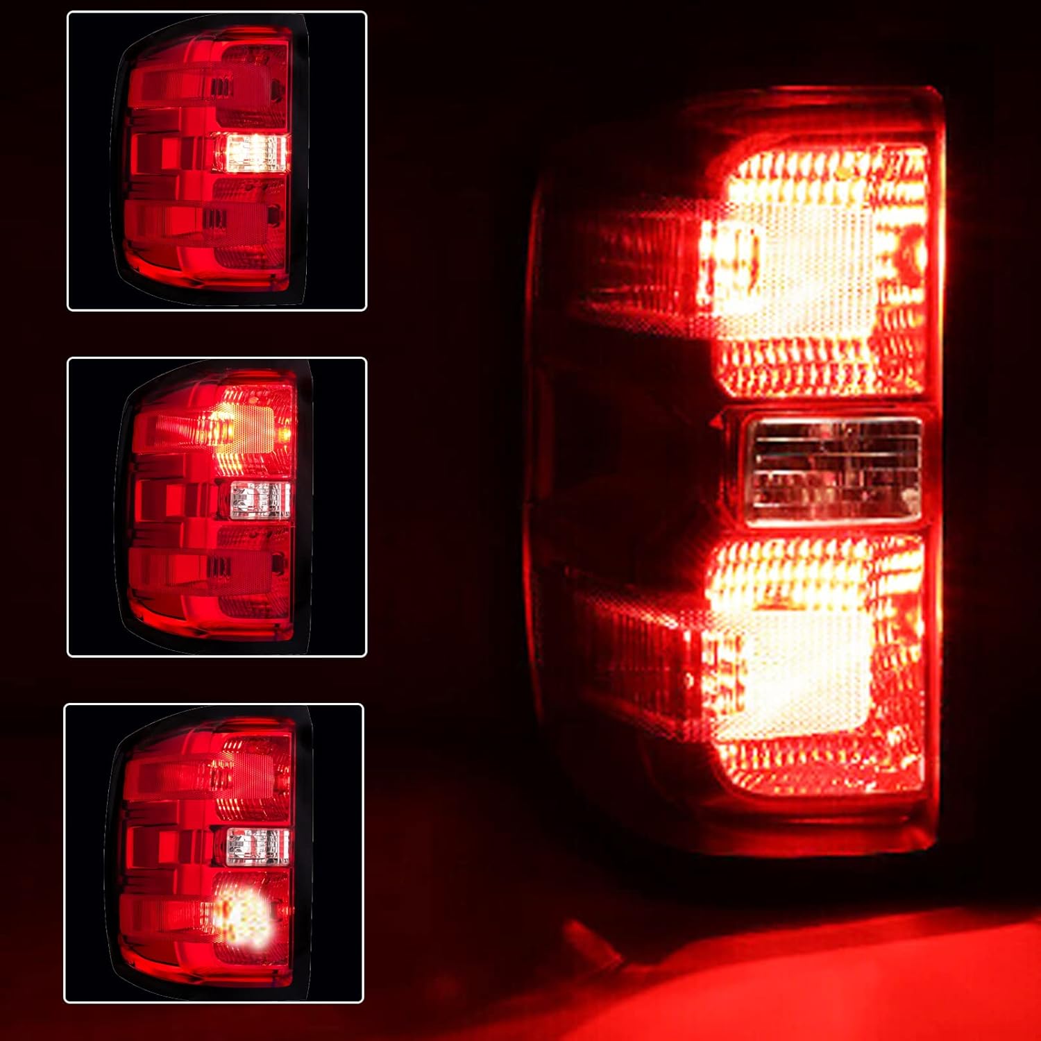 Luces traseras, montaje de lámparas de freno compatibles con Chevy Silverado 1500 2500HD 3500HD 2014-2018, luces traseras, lámparas de freno con