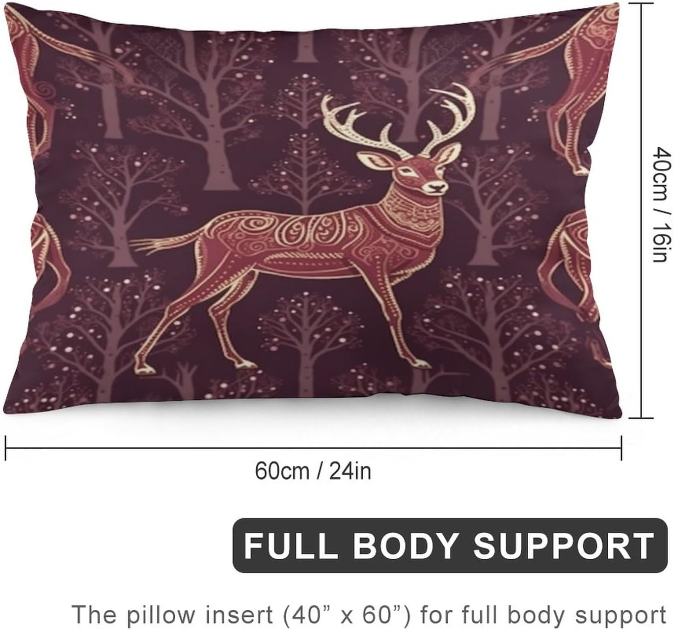 Fundas de almohada refrescantes con diseño de reno burdeos, fundas de almohada lumbar para exteriores con cremallera invisible, funda de almohada
