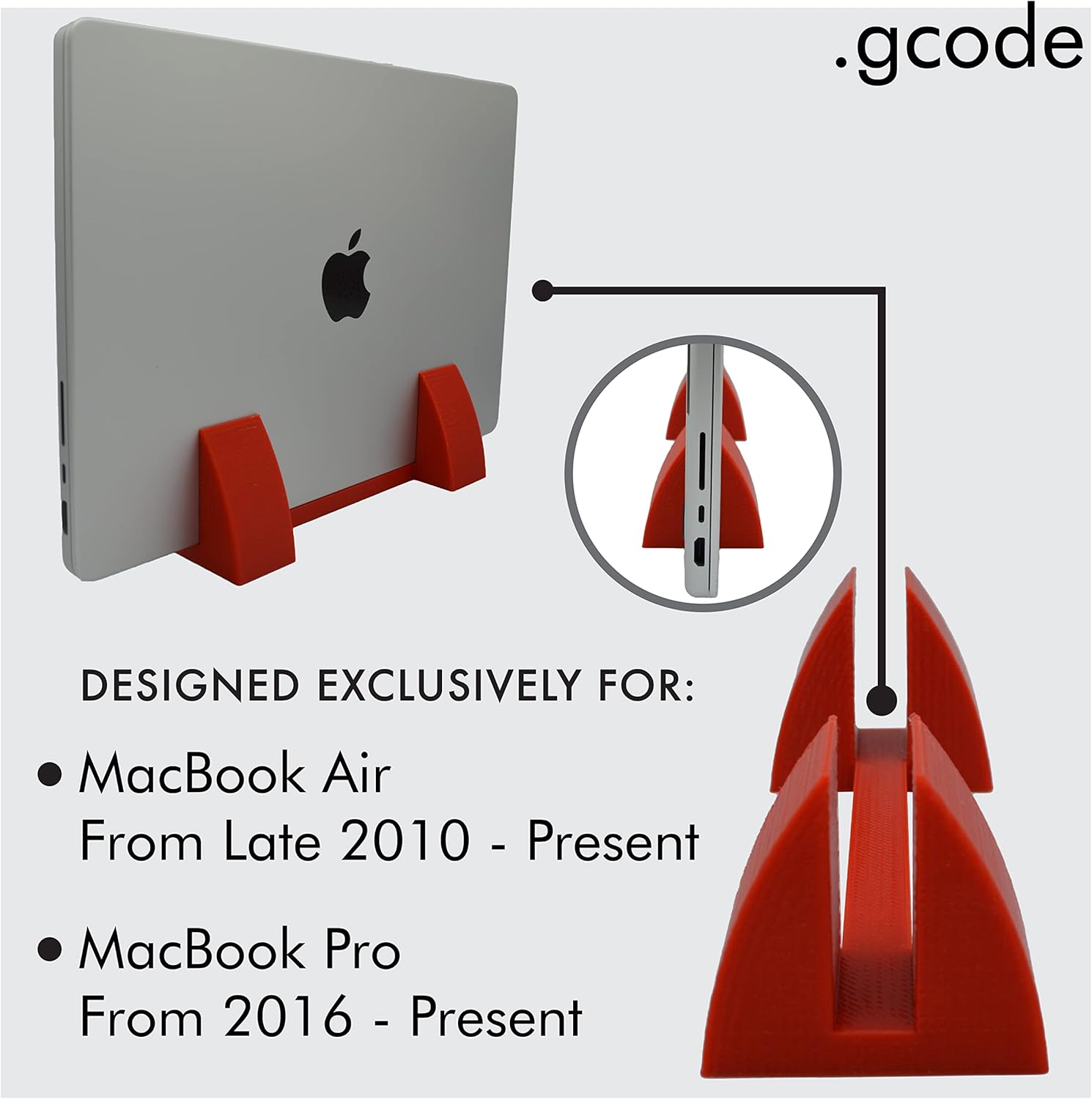 Soporte vertical gcode para laptop, compatible con MacBook, Surface, Samsung, HP, Dell, Chromebook, iPad, tableta y Kindle, elegante soporte que