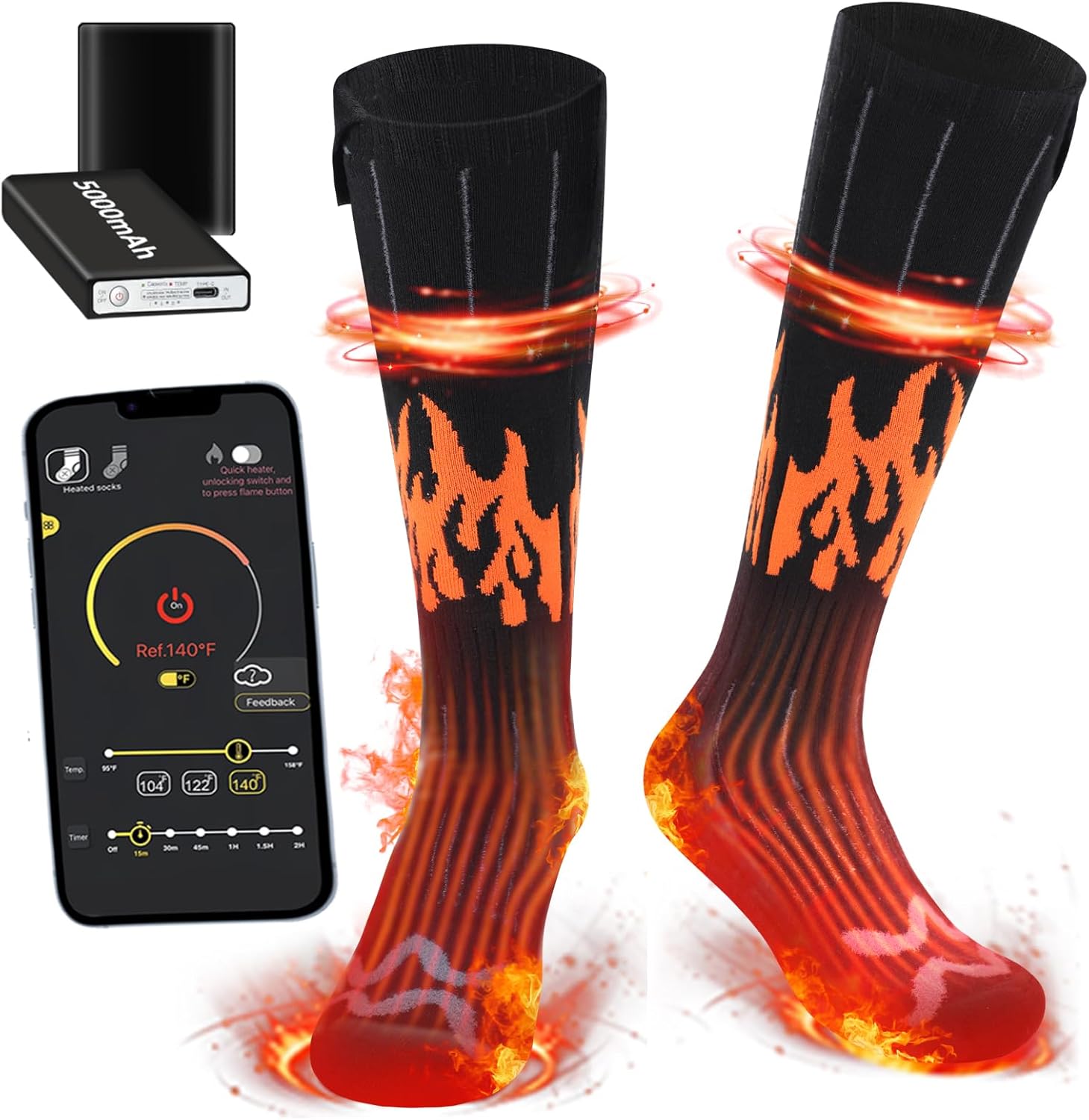 Heated Socks for Men Women – 2022 Upgraded Rechargeable Electric Heated Socks-Unisex Powered Cold Weather Heat Socks for Outdoor Riding Camping