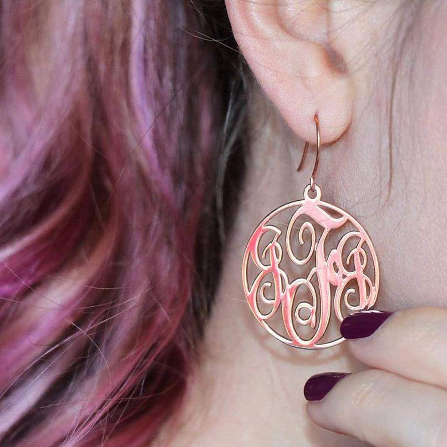 Personalized Monogram Earrings – Sterling Silver Hoop Earrings – Hypoallergenic Earrings Gold – 3 Initials Earrings for Women – Gift for Her