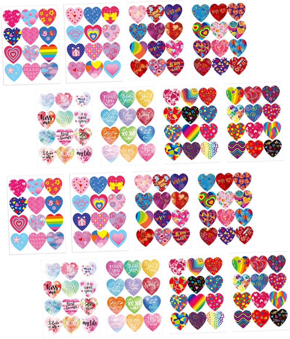 STOBOK 32 Sheets Heart Envelope Sticker Heart Stickers Colorful Heart Labels Valentines Day Stickers Gay Pride Gift Stickers Adhesive Envelop