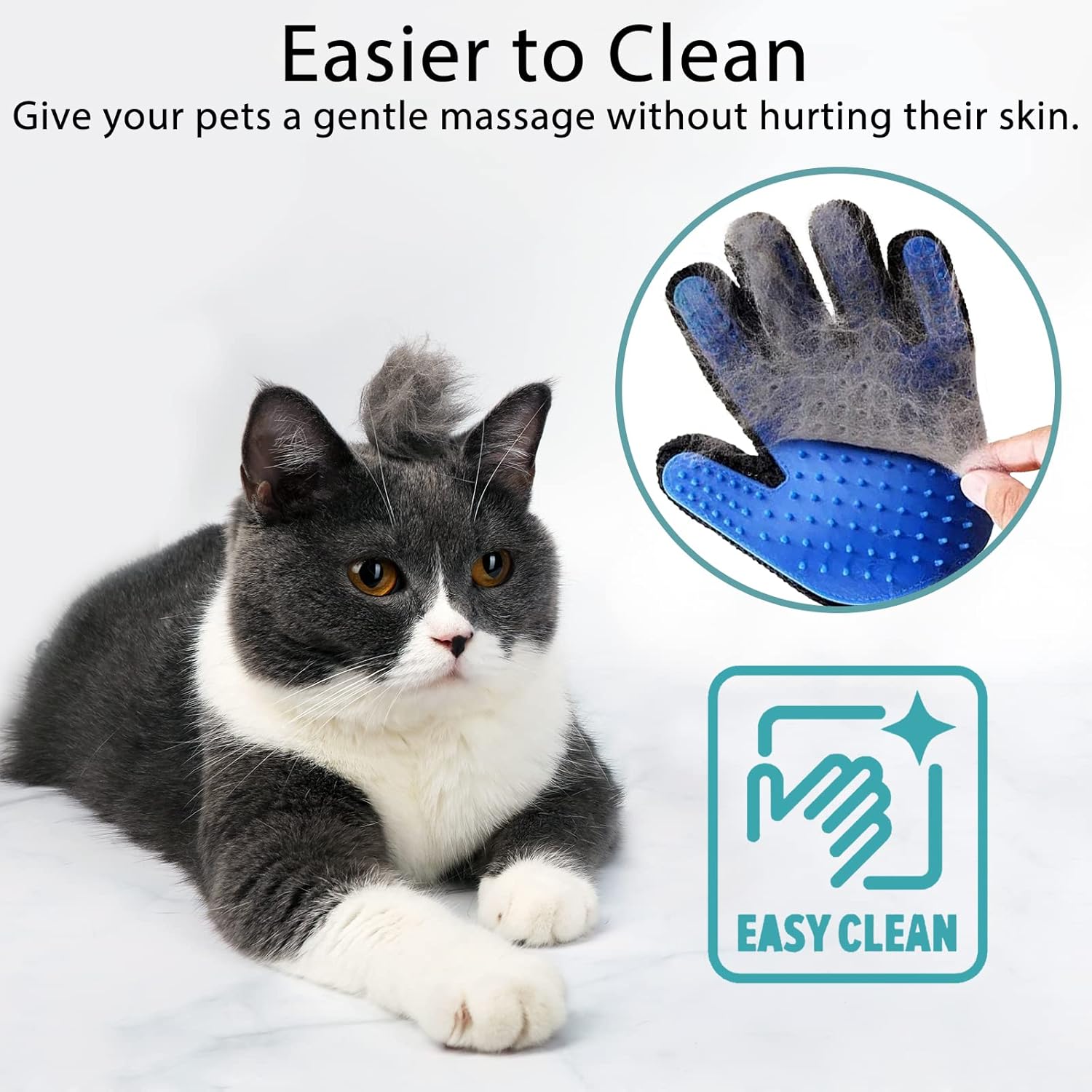 LIONROGE Cepillo de guante de aseo para gatos, cepillo para mascotas autolimpiante para mascotas de pelo corto y largo, cepillo de baño para perros