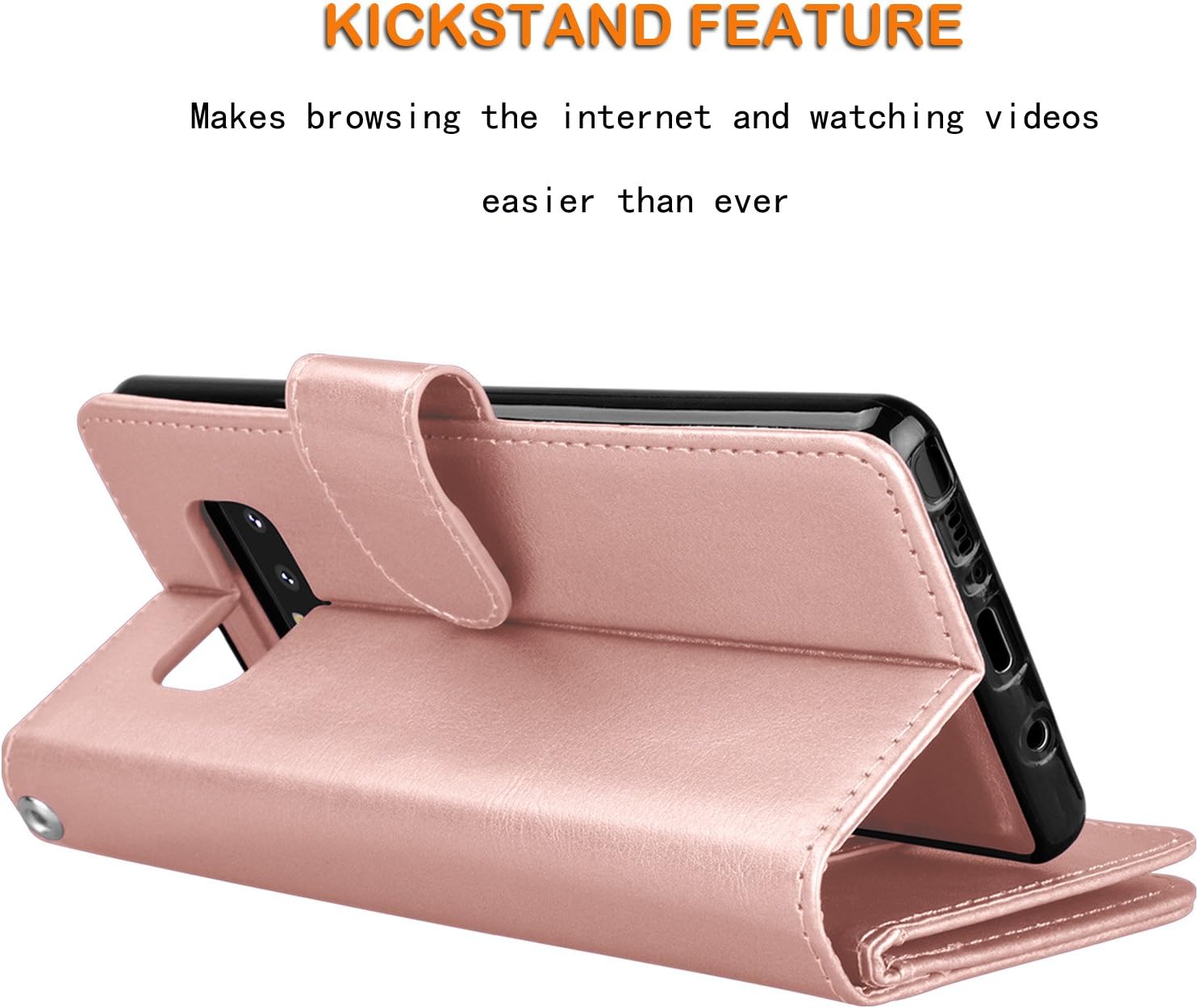 NJJEX Funda para Galaxy Note 8, para Note 8, piel sintética 9 ranuras para tarjetas Funda con tapa para tarjeta de crédito de identificación