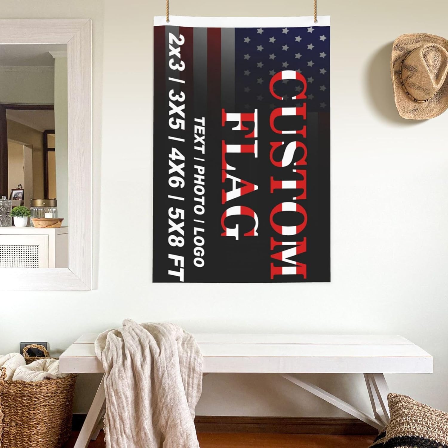 Bandera personalizada de 2 x 3 pies de doble cara  Banderas personalizadas para exteriores  Diseña tu propio logotipo, imagen, texto fotográfico,