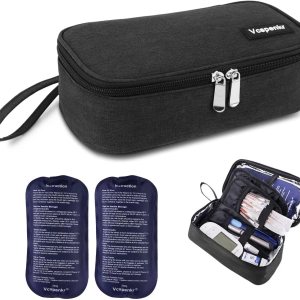 Vcspenkr Bolsa de viaje para enfriar insulina, bolsa de transporte para medicamentos diabéticos con 2 paquetes de hielo de 7.05 oz, organizador Vcspenkr Bolsa de viaje para enfriar insulina, bolsa de transporte para medicamentos diabéticos con 2 paquetes de hielo de 7.05 oz, organizador