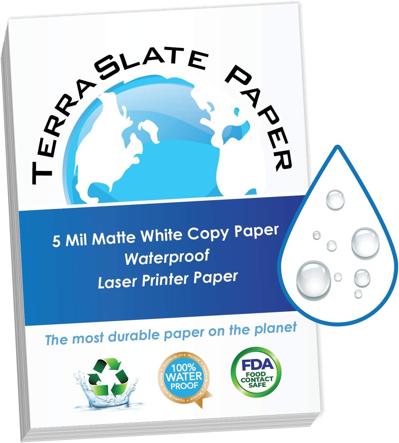 TerraSlate – Impresora láser impermeable, resistente a la lluvia, 5 mil, 8.5 x 11 pulgadas, 50 hojas