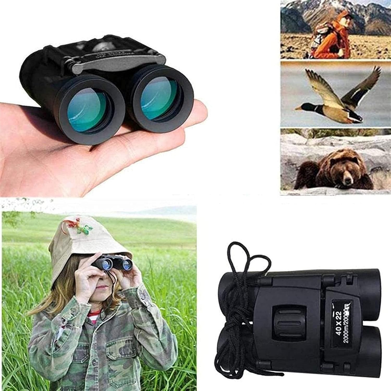 Prismáticos para adultos plegables Hd prismáticos 2000M largo alcance telescopio para caza deportes al aire libre camping viajes