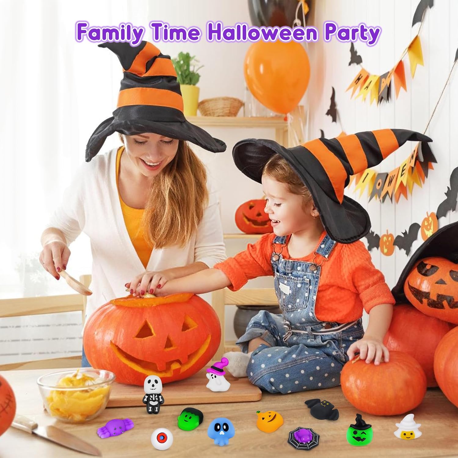 NPET 36 piezas de juguete Mochi Squishies de Halloween, juguetes esponjosos de Halloween
