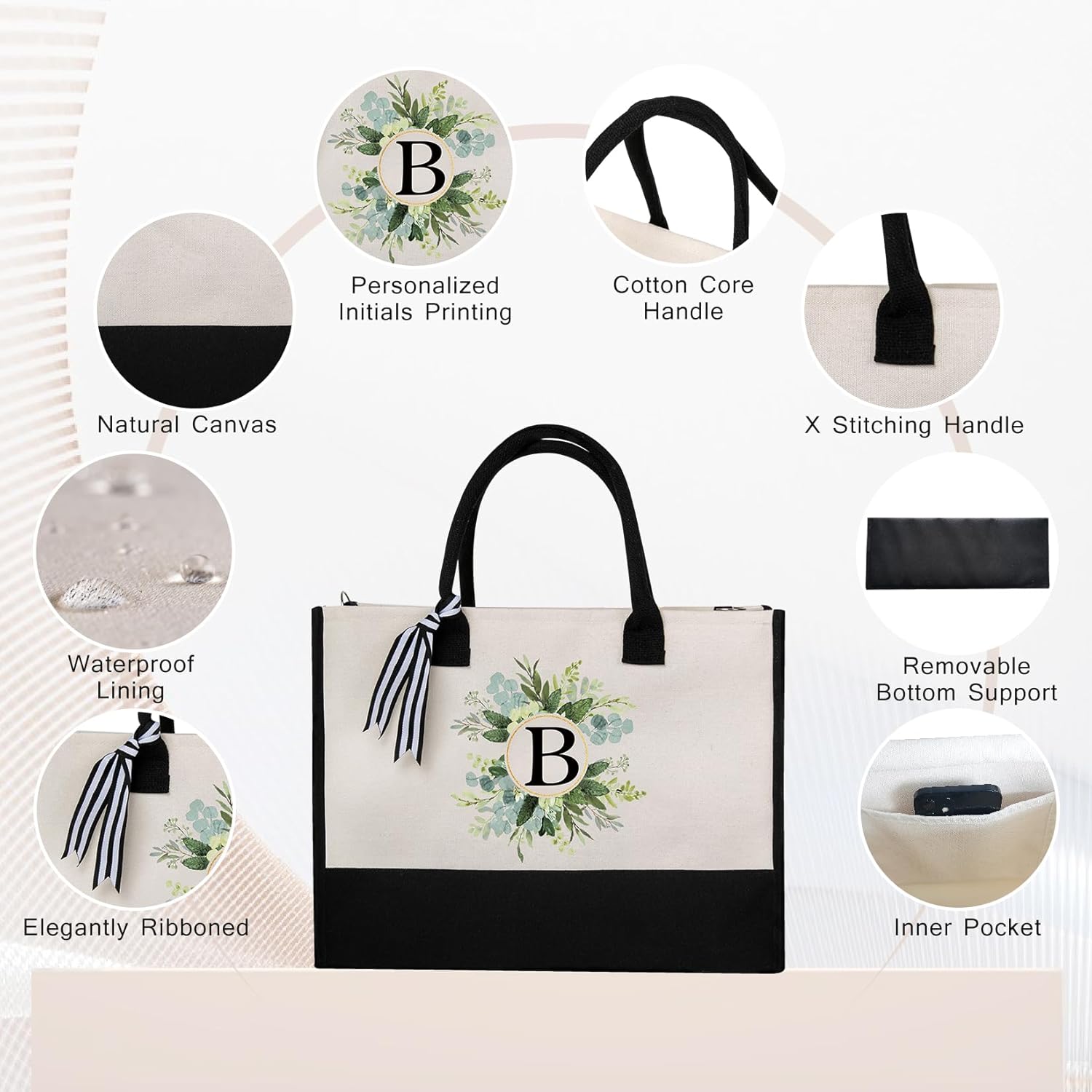 Bolsos personalizados para mujer, bolsa de mano para la playa de novia con cremallera, iniciales personalizadas, regalos de cumpleaños con monograma
