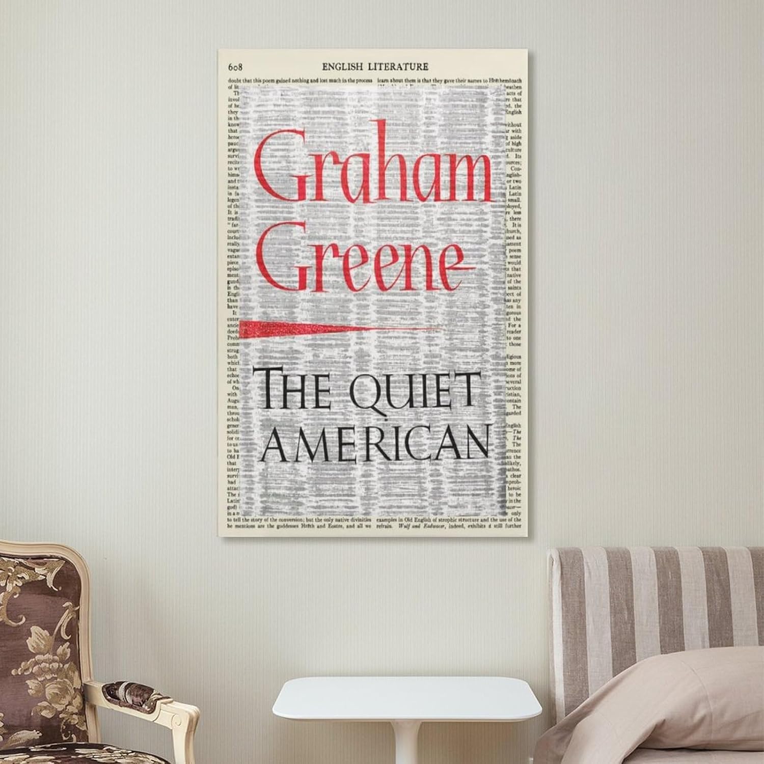 Portada de libro “The Quiet American” Graham Greene – Impresión artística de literatura estadounidense, regalo de literatura literaria, arte de