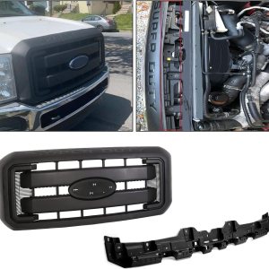 ECOTRIC Parrilla del radiador delantero y soporte superior compatible con Ford F250 F350 F450 F550 Super Duty 2011-2016 ECOTRIC Parrilla del radiador delantero y soporte superior compatible con Ford F250 F350 F450 F550 Super Duty 2011-2016