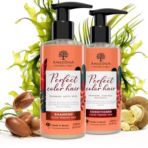 Champú y acondicionador de color natural para cabello tratado con algas marinas, ácido láctico, cupuacu y murumuru para evitar la decoloración e Champú y acondicionador de color natural para cabello tratado con algas marinas, ácido láctico, cupuacu y murumuru para evitar la decoloración e
