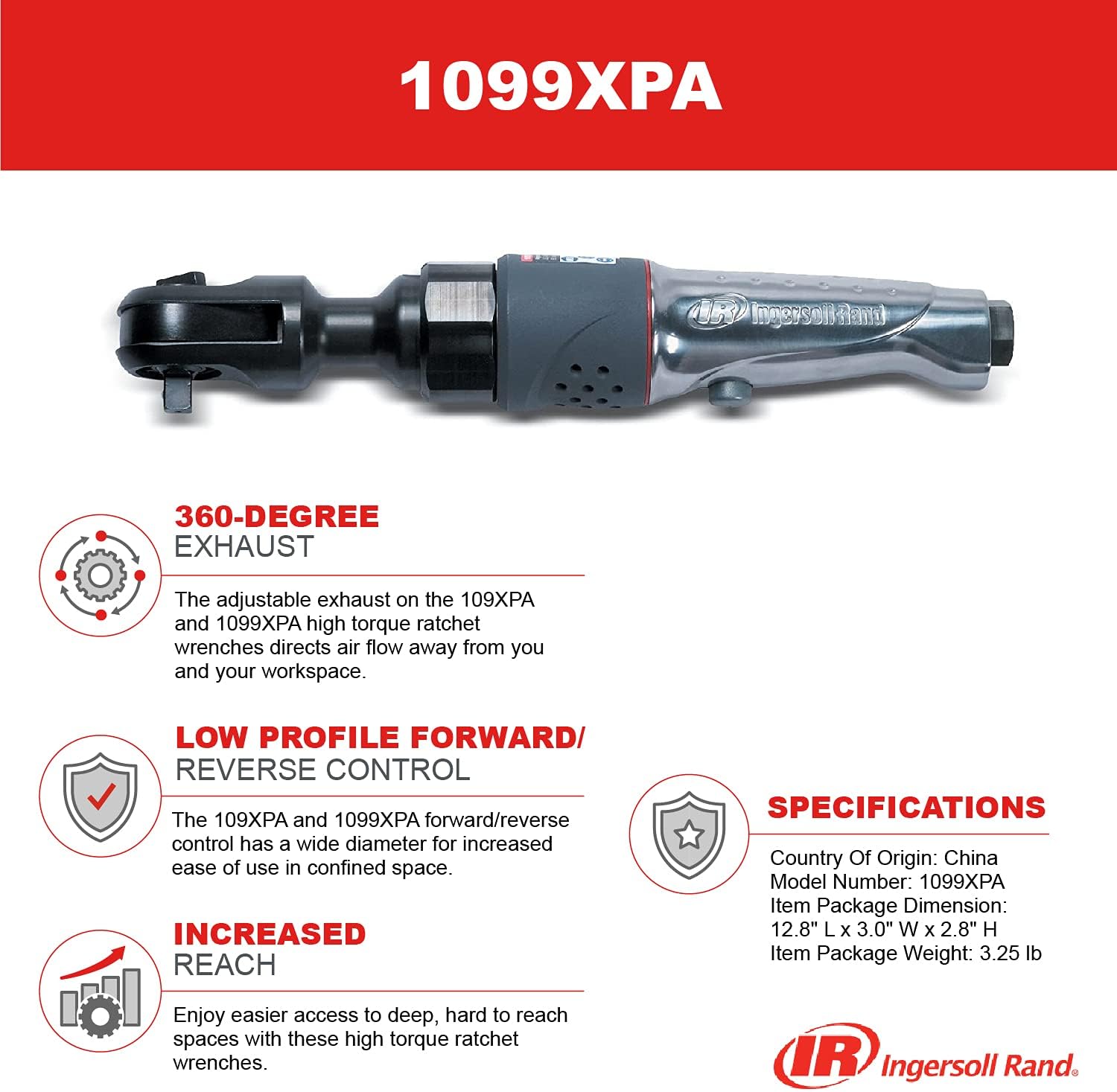Ingersoll Rand 1099XPA Llave de trinquete neumática de 12 pulgada