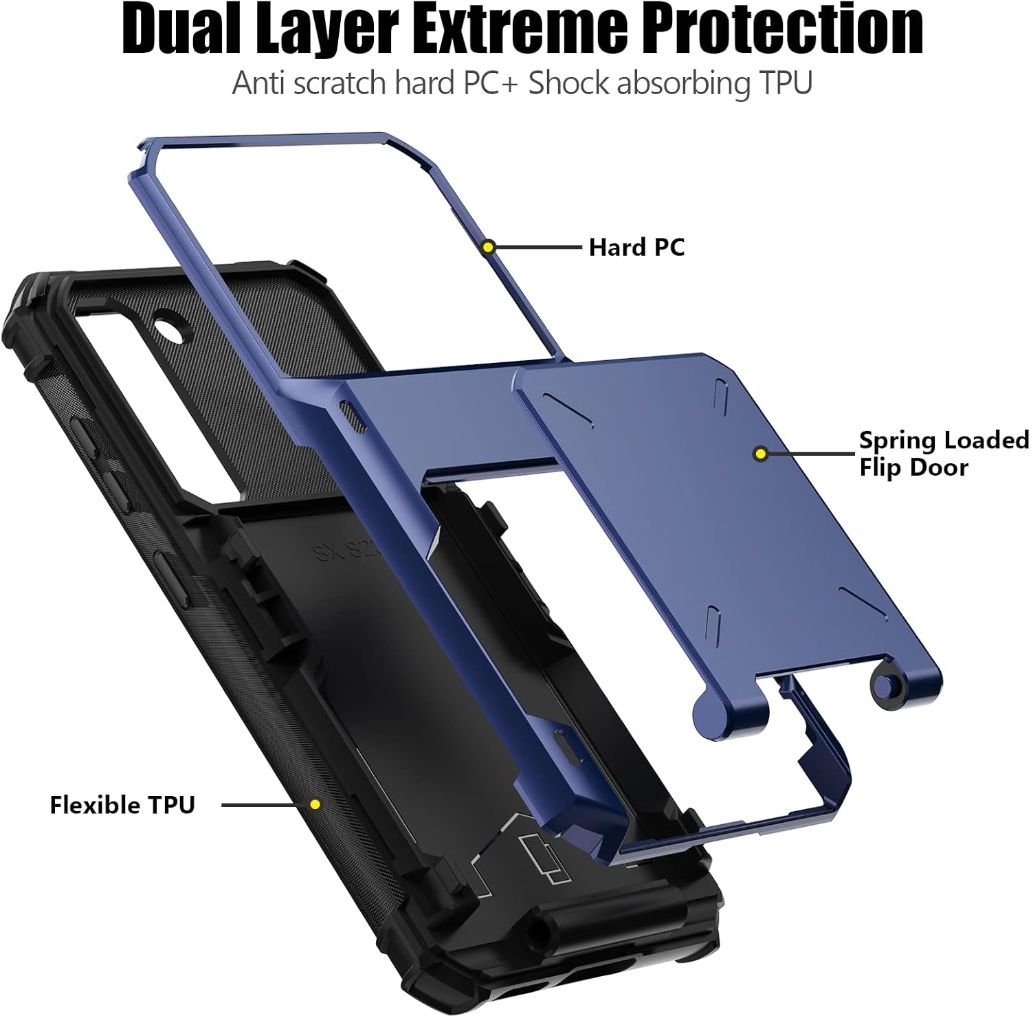 Nvollnoe Funda para Samsung S23 Plus con tarjetero almacena 5 tarjetas Funda de doble capa resistente a prueba de golpes para Samsung Galaxy S23