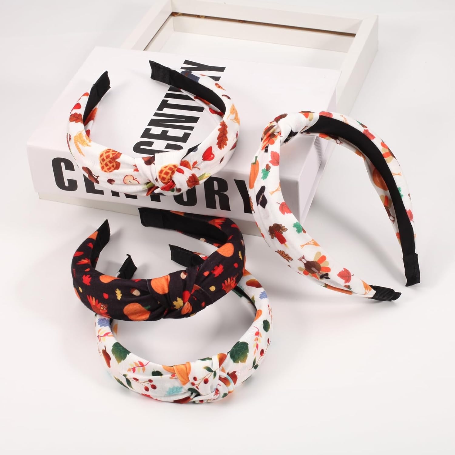 4 diademas para el día de Acción de Gracias para mujeres y niñas, con nudo ancho de otoño, turbo, sombrero de fruta, calabaza, maíz, antideslizante,