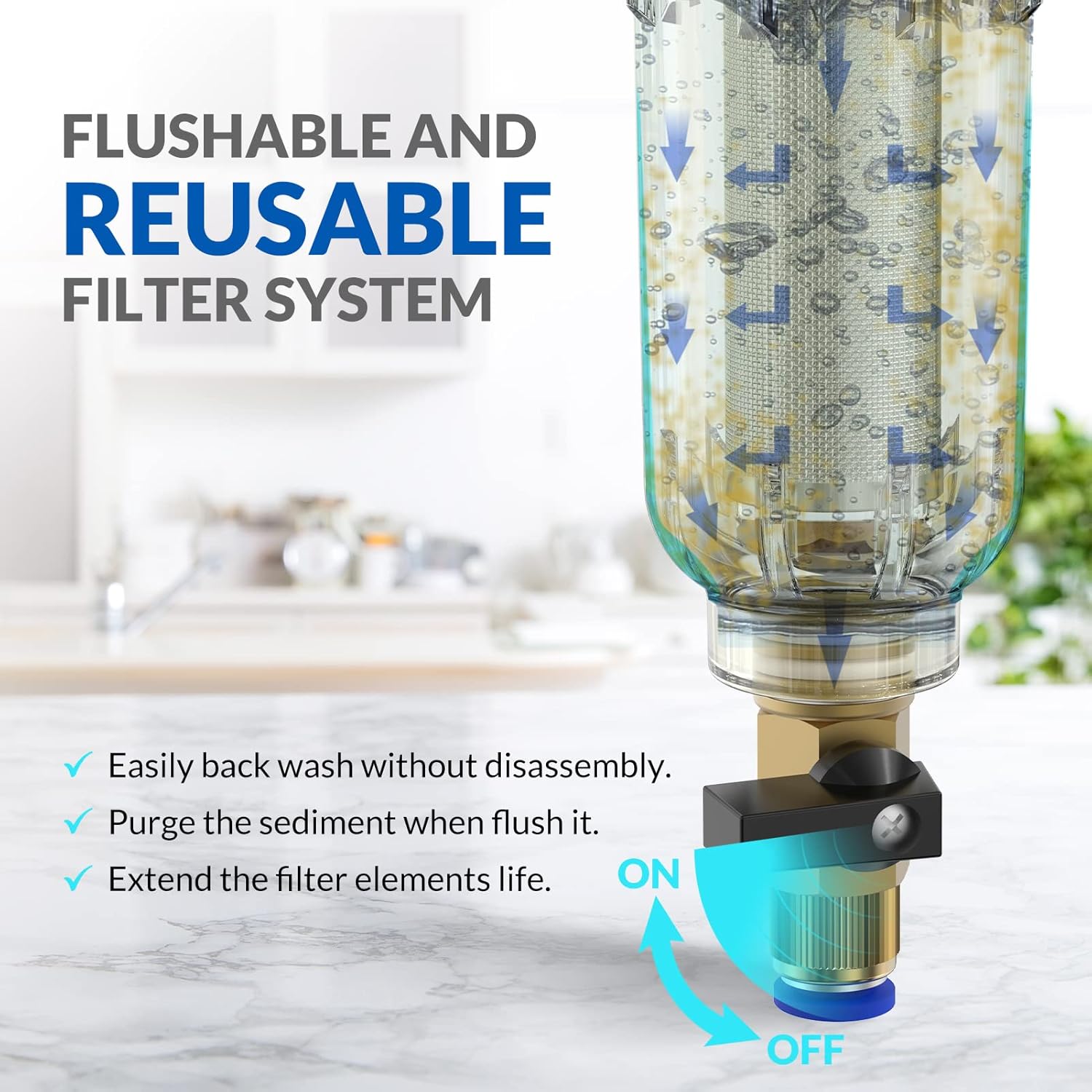 SimPure Filtro de agua de sedimentos giratorios de 40200 micrones, combinado con carcasa de filtro de agua SimPure para toda la casa, para mejores