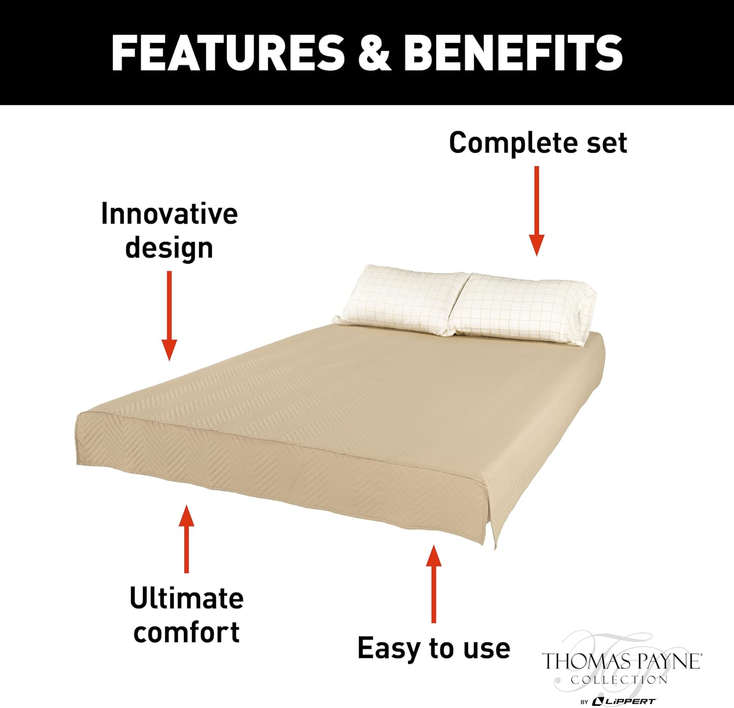 Lippert Easy Zzzs – Juego de ropa de cama para caravana, tamaño King estrecho, color marrón