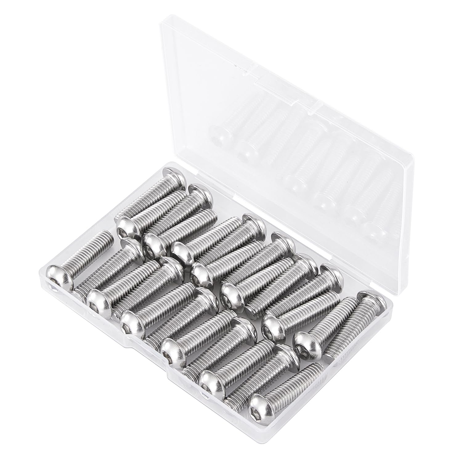 Tornillos de cabeza de botón M8-0.049 x 0.787 in, acero inoxidable 304, máquina métrica totalmente roscada, unidad hexagonal Allen, acabado