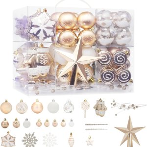 131 adornos de bola de Navidad, color champán, de NEVSETPO grande, inastillables, para árbol de Navidad, adornos de Grinch, brillantes, mate, con 131 adornos de bola de Navidad, color champán, de NEVSETPO grande, inastillables, para árbol de Navidad, adornos de Grinch, brillantes, mate, con