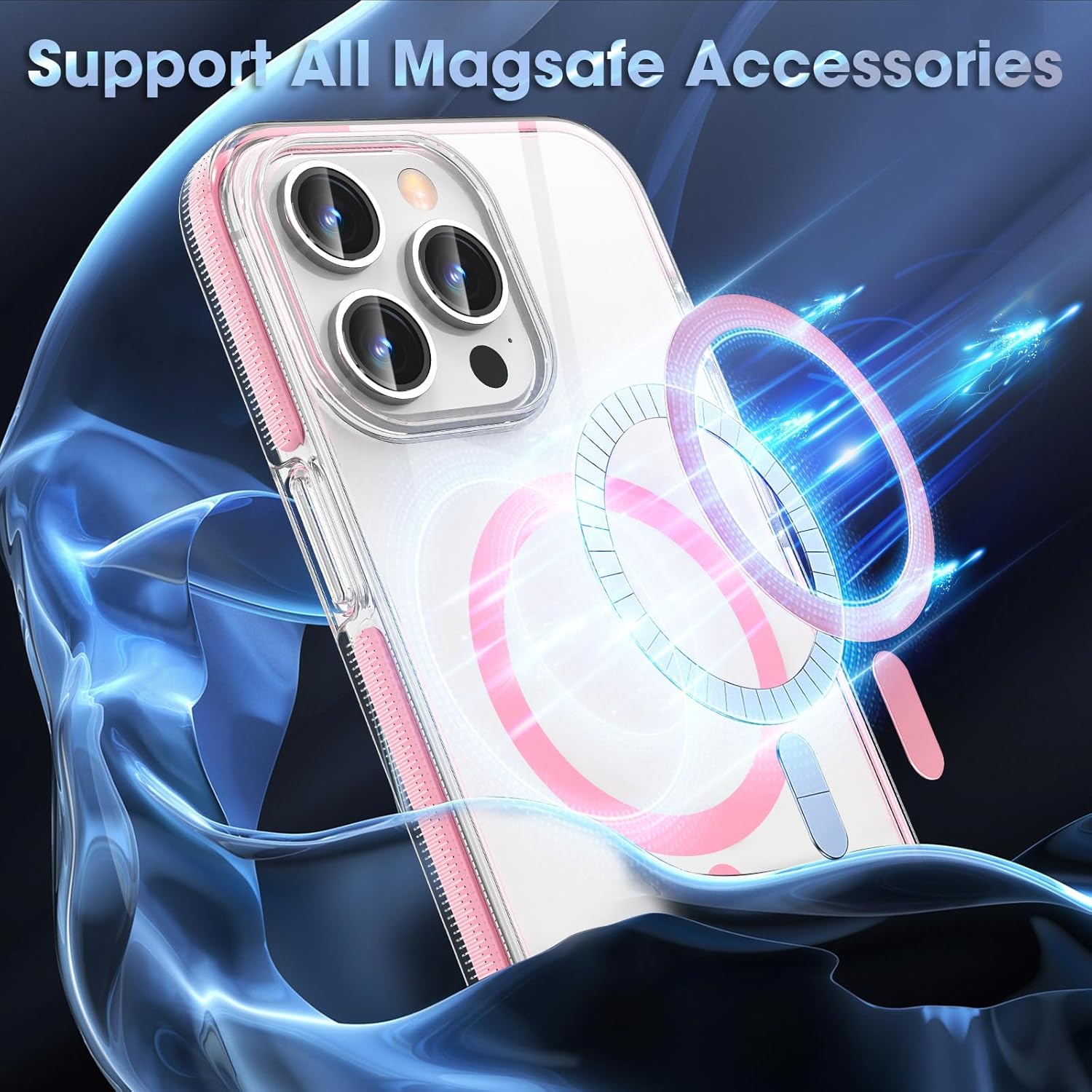 MATEPROX Fundas magnéticas transparentes para iPhone 15 Pro Max, compatibles con MagSafe, transparente, a prueba de golpes, delgada, a prueba de