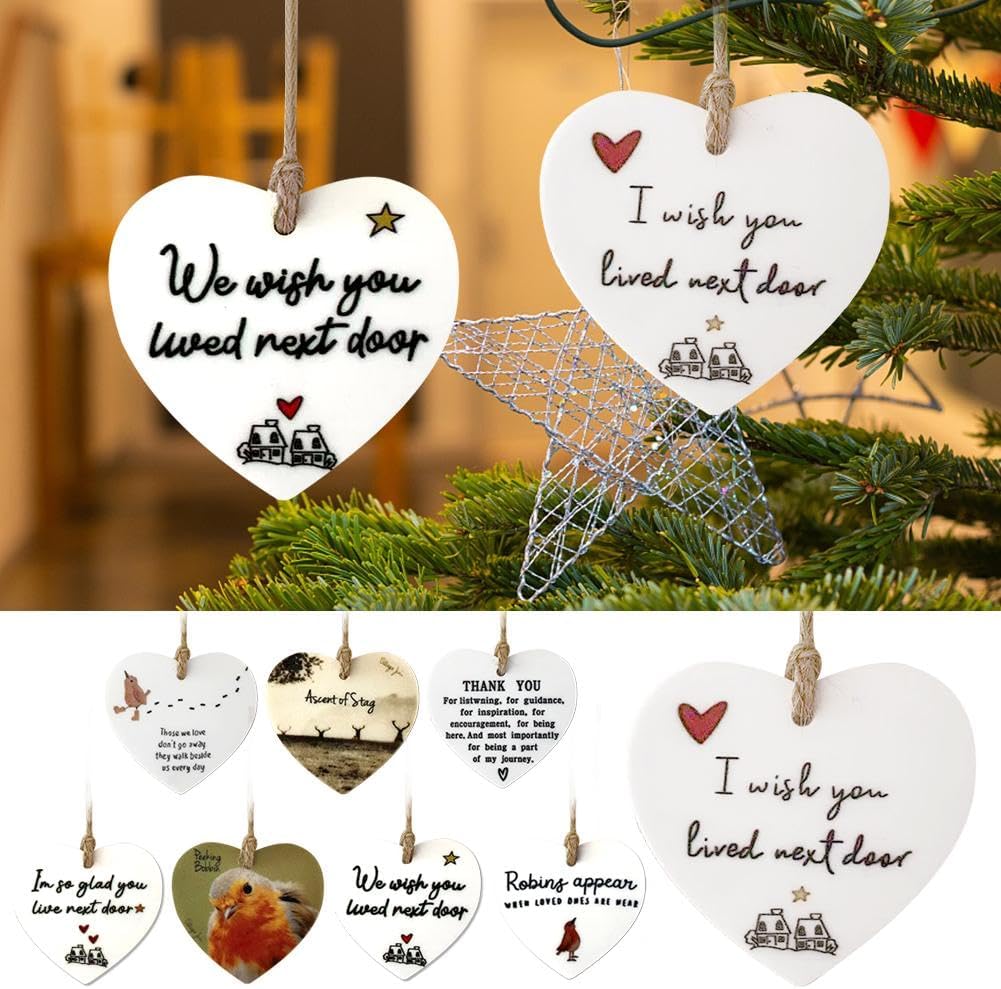 Adorno colgante de corazón de Navidad, I Wish You Lived al lado, adorno acrílico para colgar en forma de corazón, adornos para árbol de Navidad,