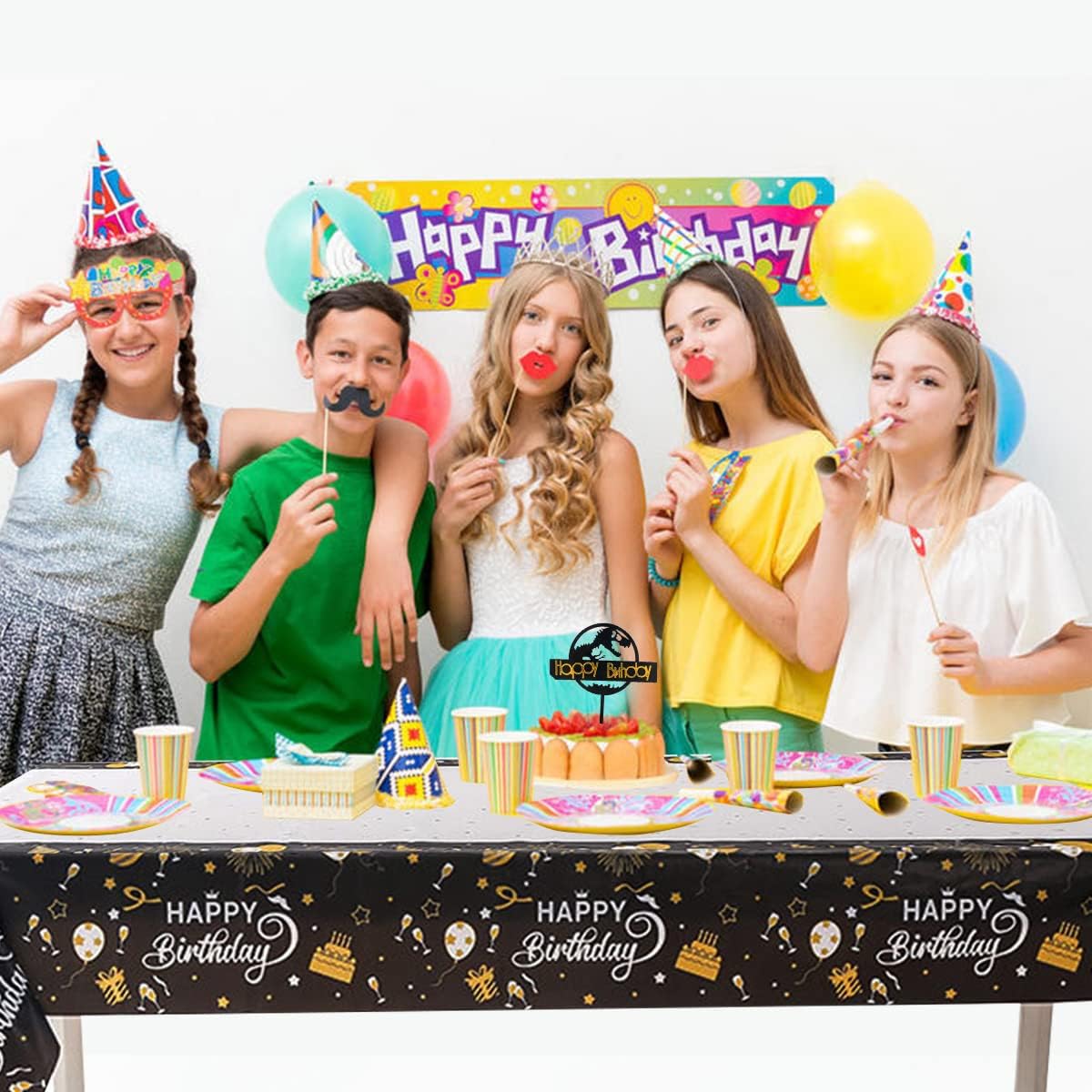 Happ – Mantel rectangular para fiestas de cumpleaños en interiores o exteriores, suministros para mujeres y hombres (54 x 108 pulgadas, 2 unidades)
