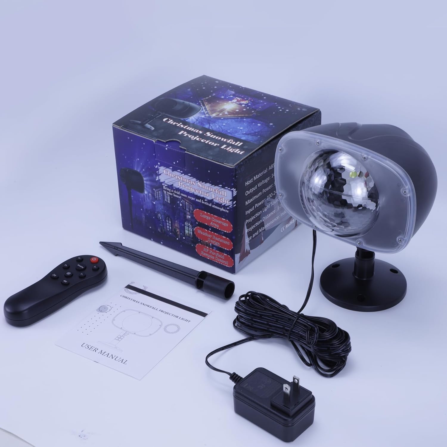 Proyector de luces de nieve de Navidad, proyector de luz LED impermeable de FLEVO para interiores y exteriores, con efecto de nieve dinámico para el