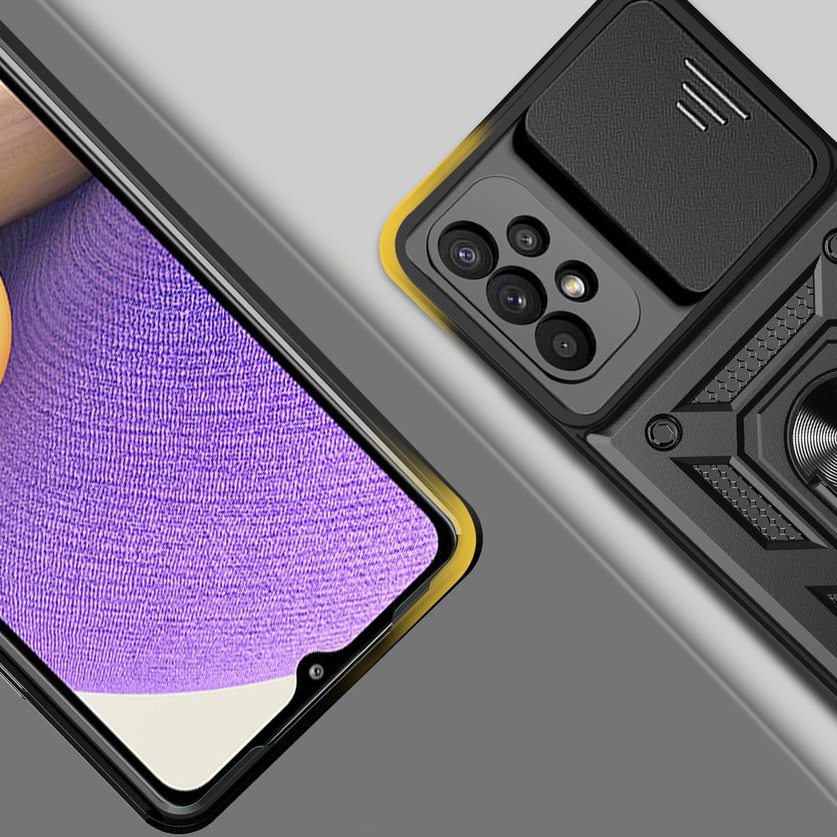 RJYWSQH Para Samsung Galaxy A32 5G Caso Caja Del Teléfono Con Protector De Pantalla Para Samsung Galaxy A32 5G – Negro