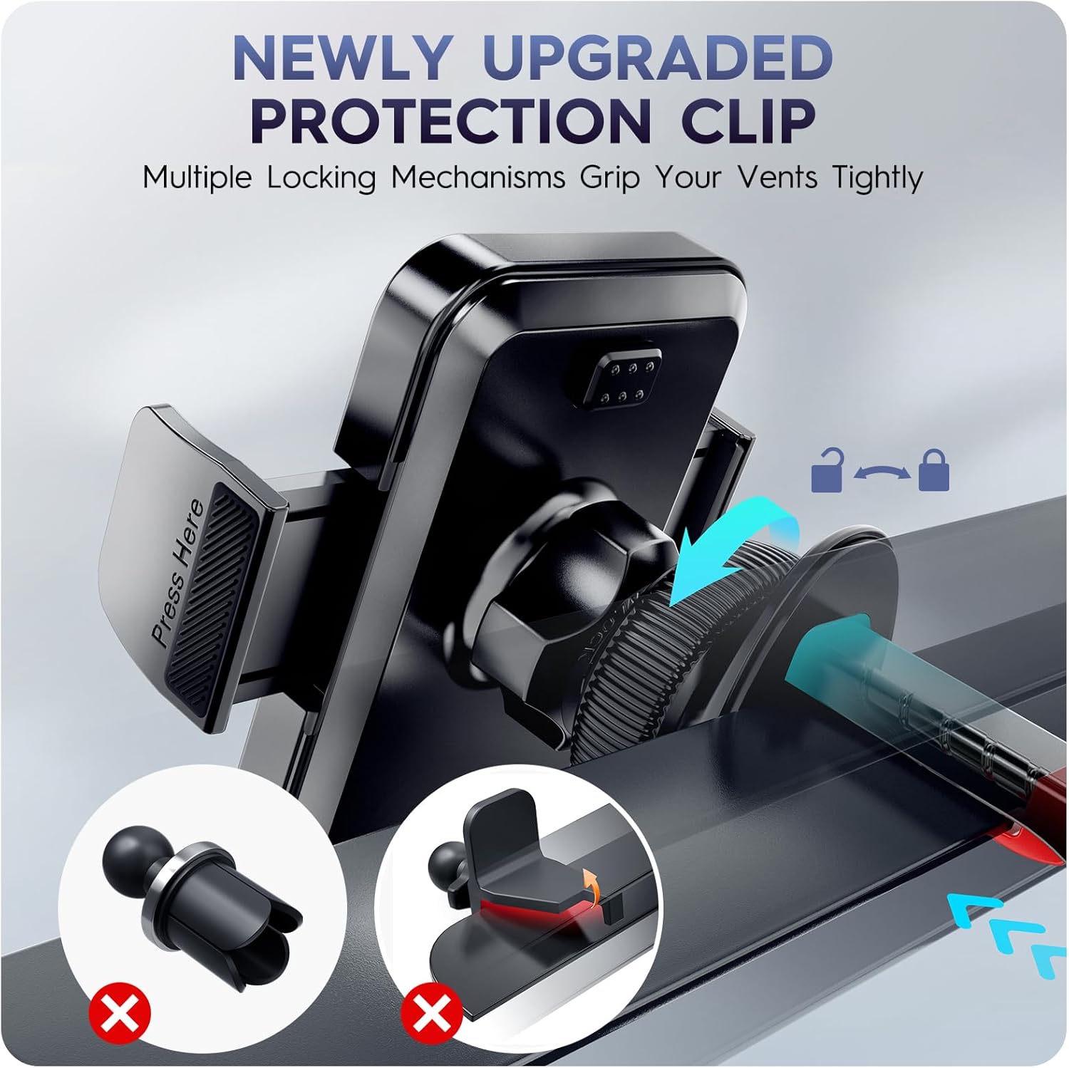 APQZHO Soporte para teléfono de automóvil clip mejorado que nunca se cae Soporte para teléfono celular manos libres para automóvil compatible con