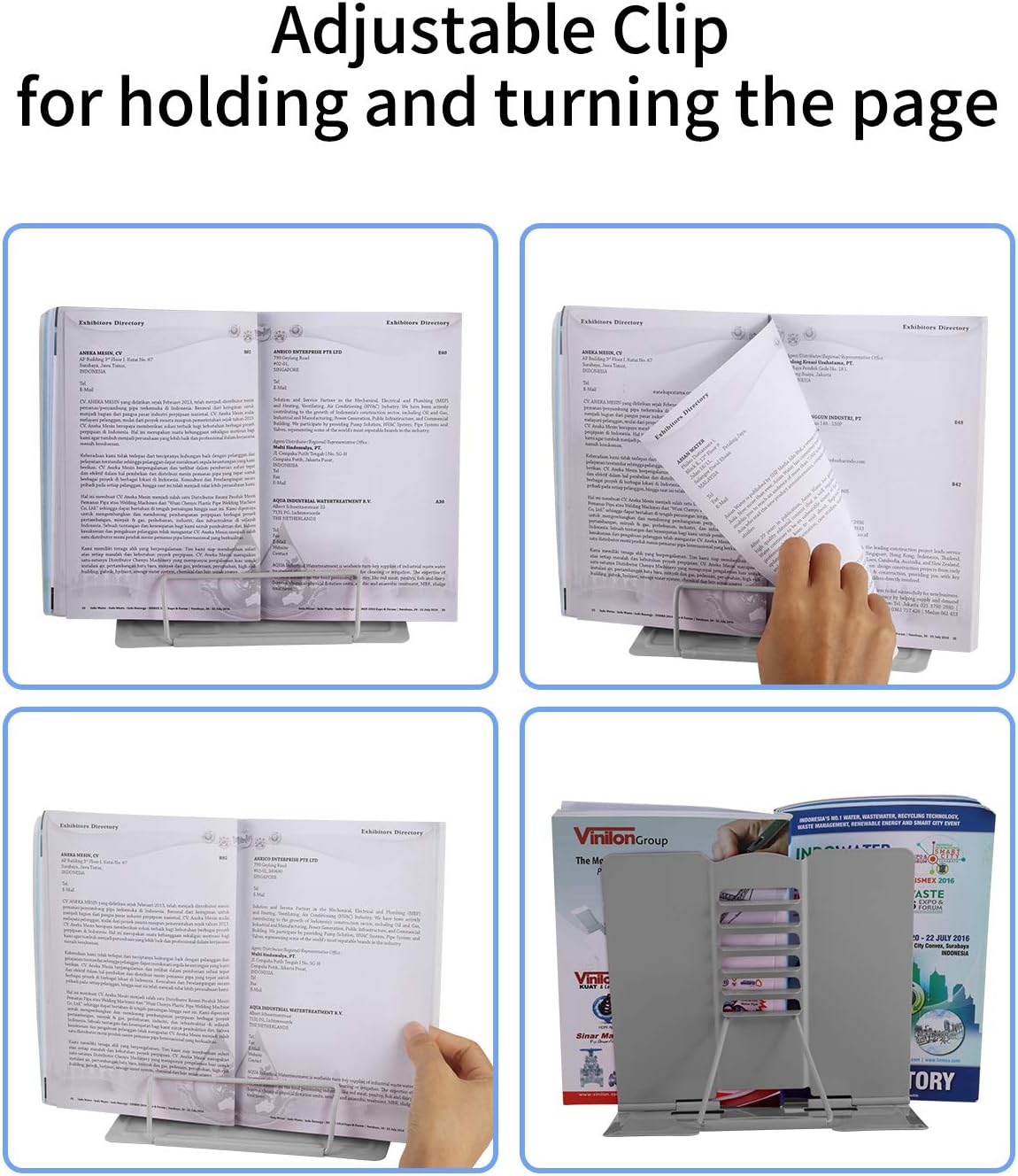 Blizzow Soporte para libros de escritorio para leer manos libres, soporte de metal duradero, ajustable, resistente, ligero, plegable, portátil,