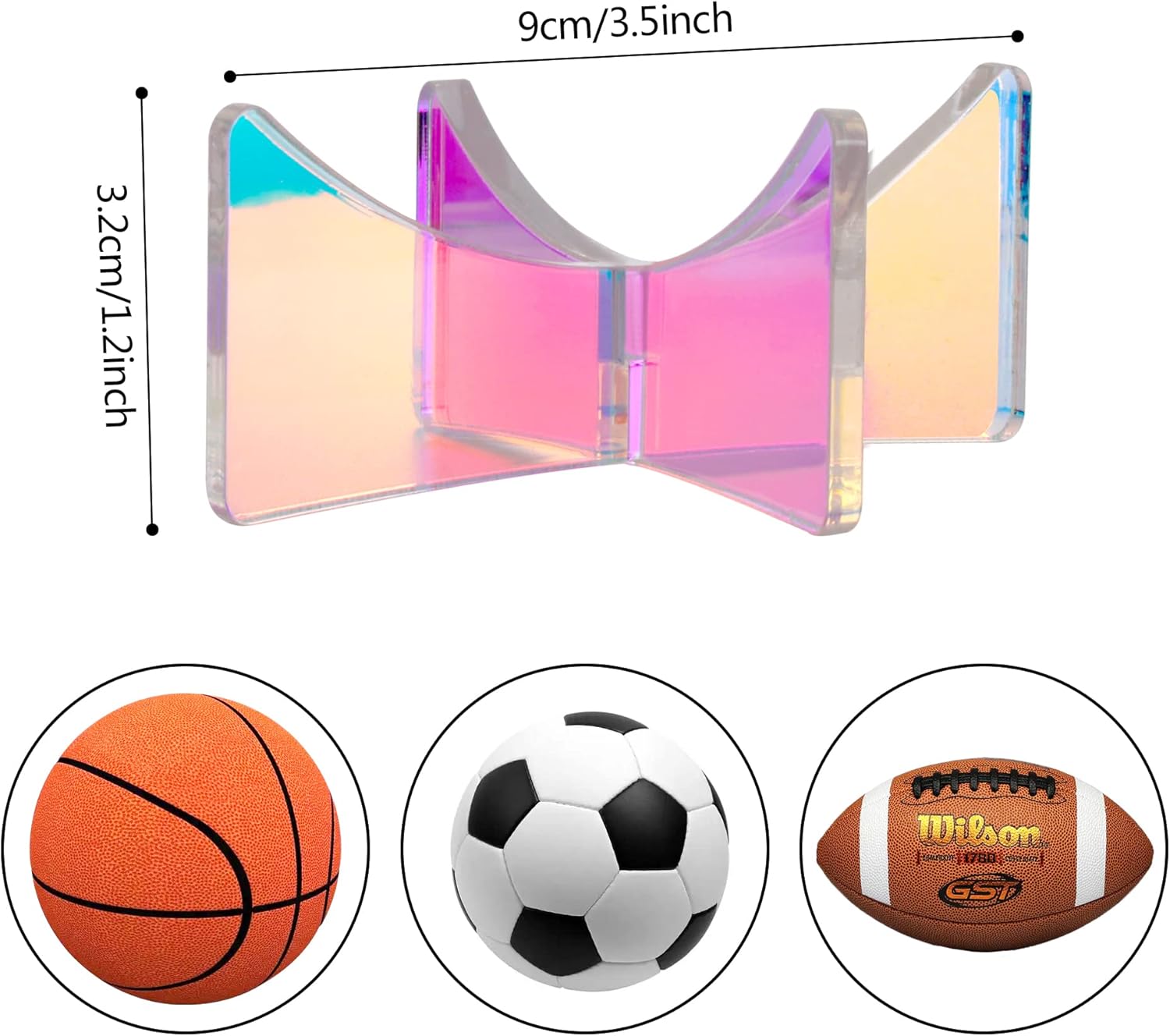 Soporte de exhibición de acrílico para pelotas de fútbol, baloncesto, fútbol, voleibol, rugby, deportes, pelotas de almacenamiento, vitrinas de