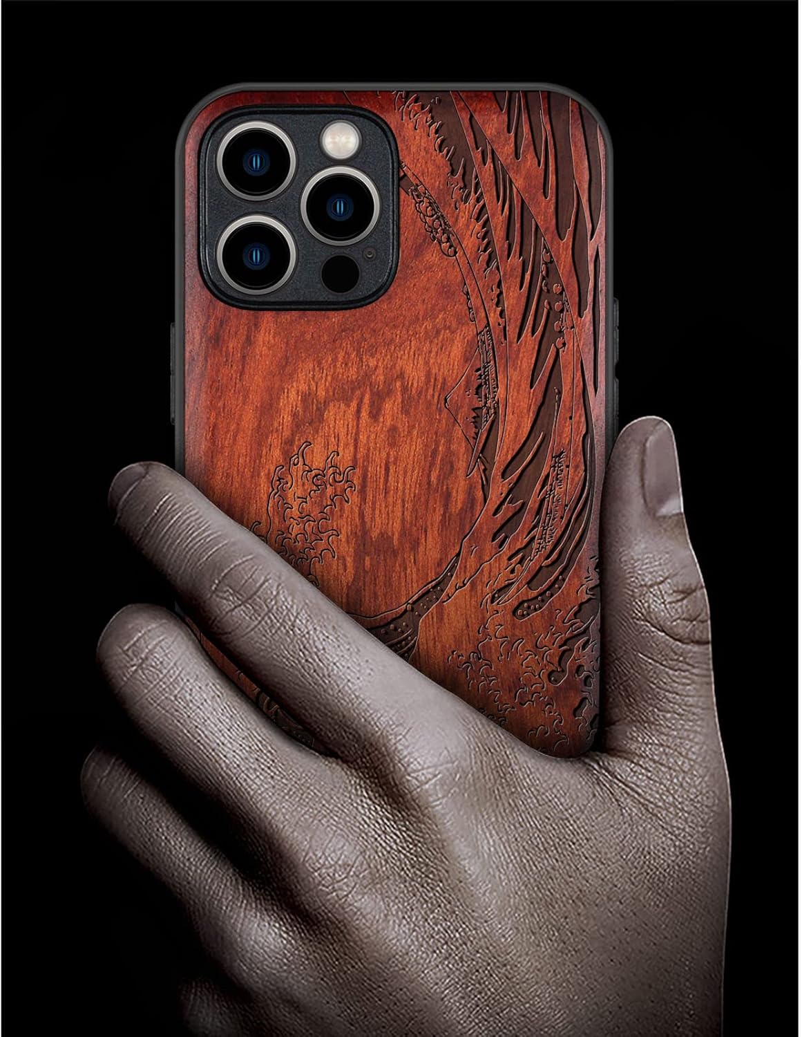 Carveit Funda magnética de madera para iPhone 12 Pro madera natural y TPU suave a prueba de golpes, funda protectora única y elegante de madera