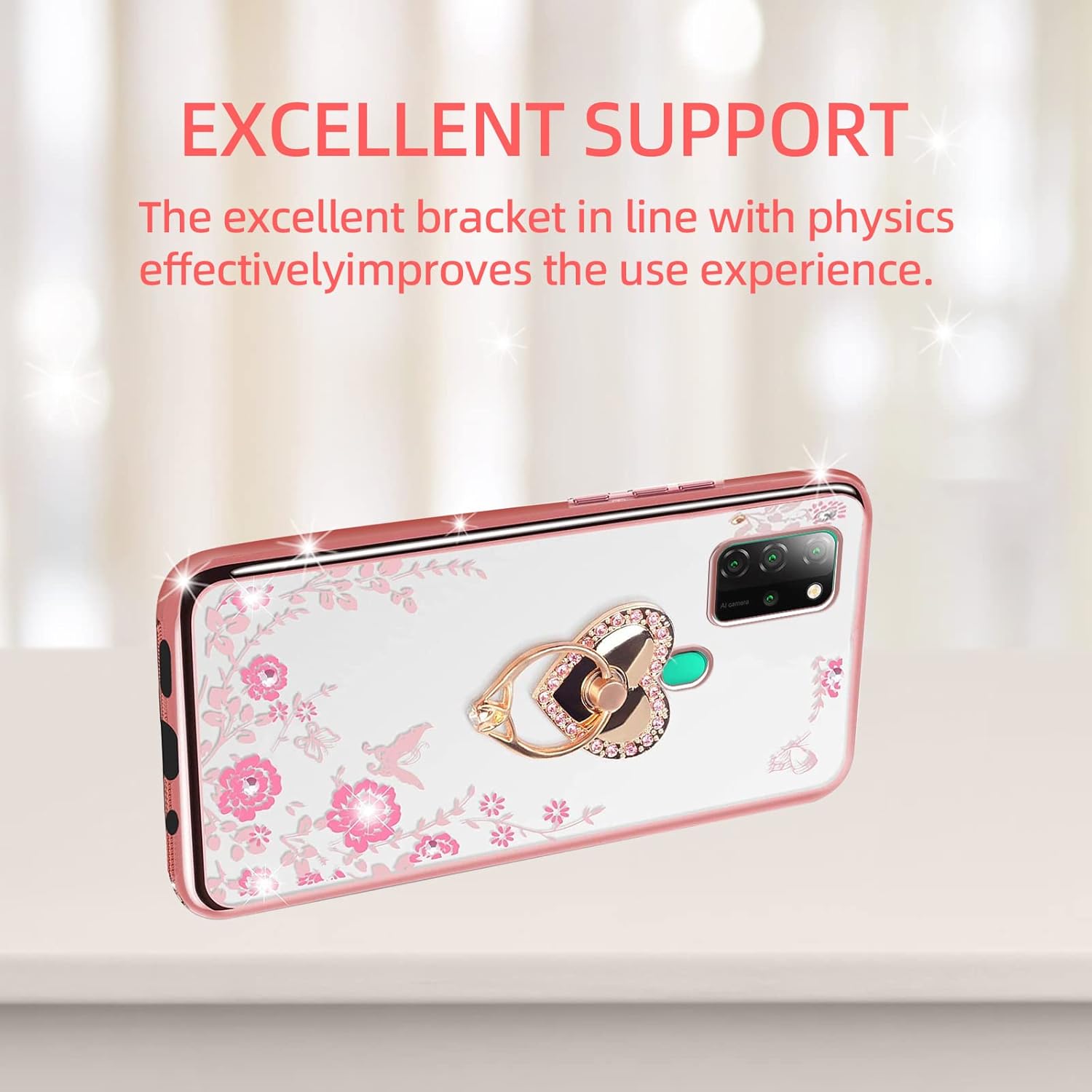 KuDiNi Funda para BLU G91 BLU V91 para mujer, diseño de mariposa de cristal, mariposa, corazón, floral, suave TPU de lujo, linda funda protectora