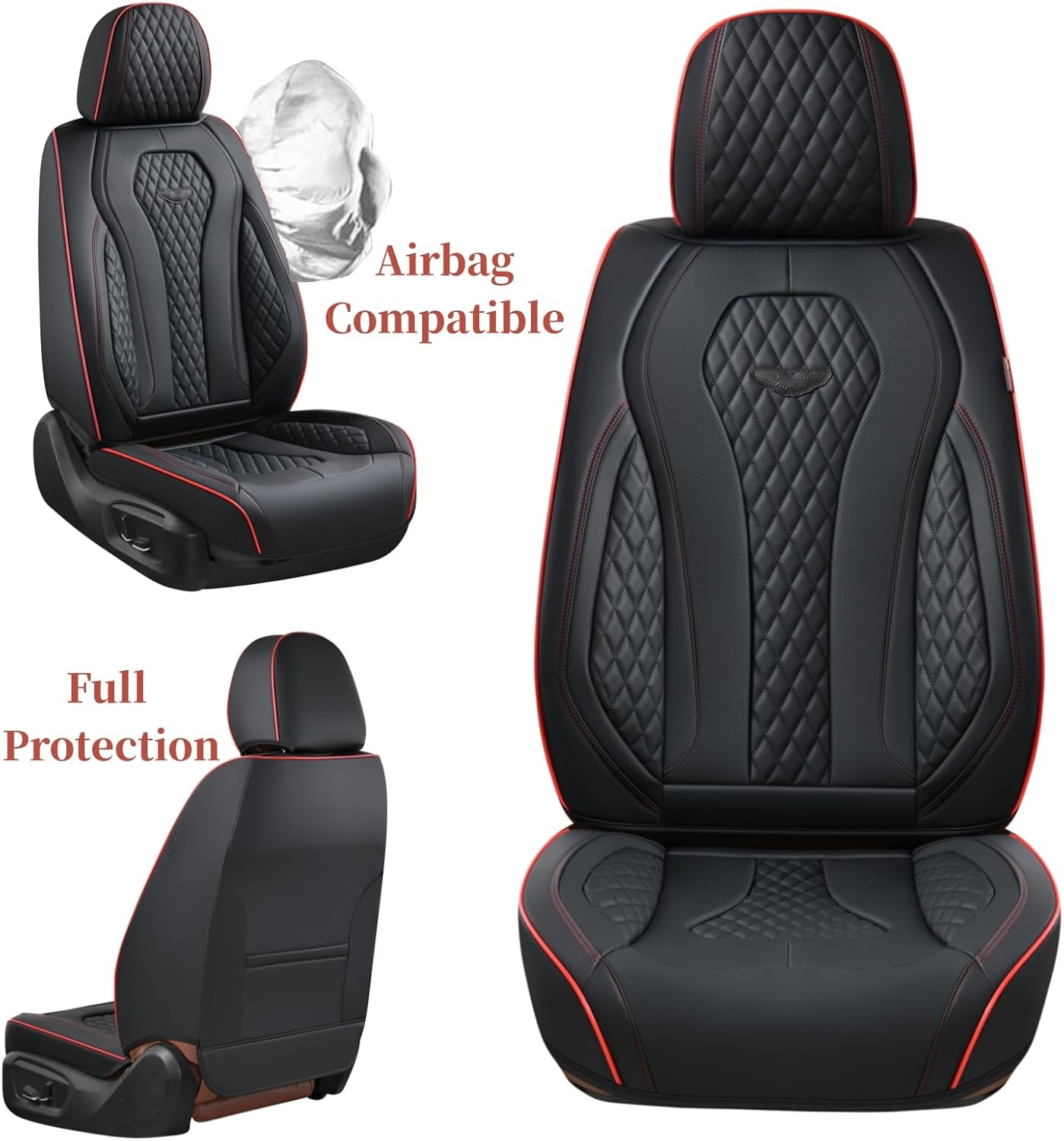 Coverado Juego completo de fundas de asiento de automóvil, fundas de asiento negras, funda impermeable para asiento de automóvil, cojín de asiento