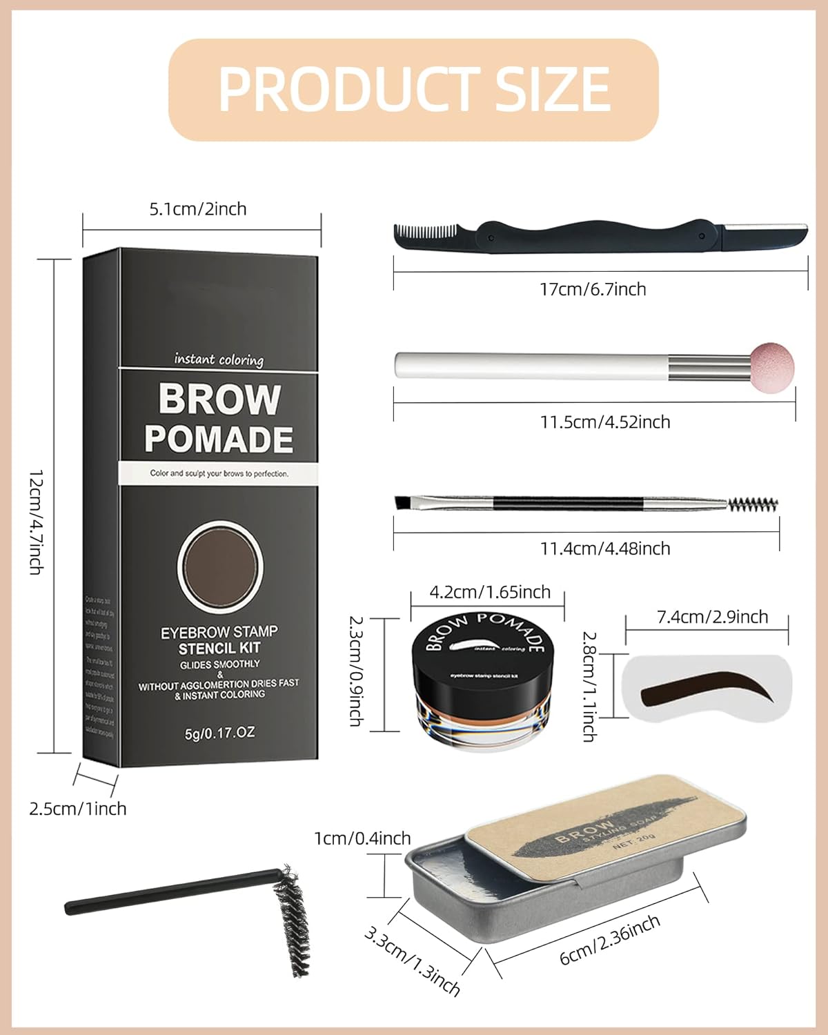 Kit de sellos de cejas y plantillas para cejas, 16 en 1, impermeable, para sellar cejas, pegamento de cera con herramienta para cejas, relleno de