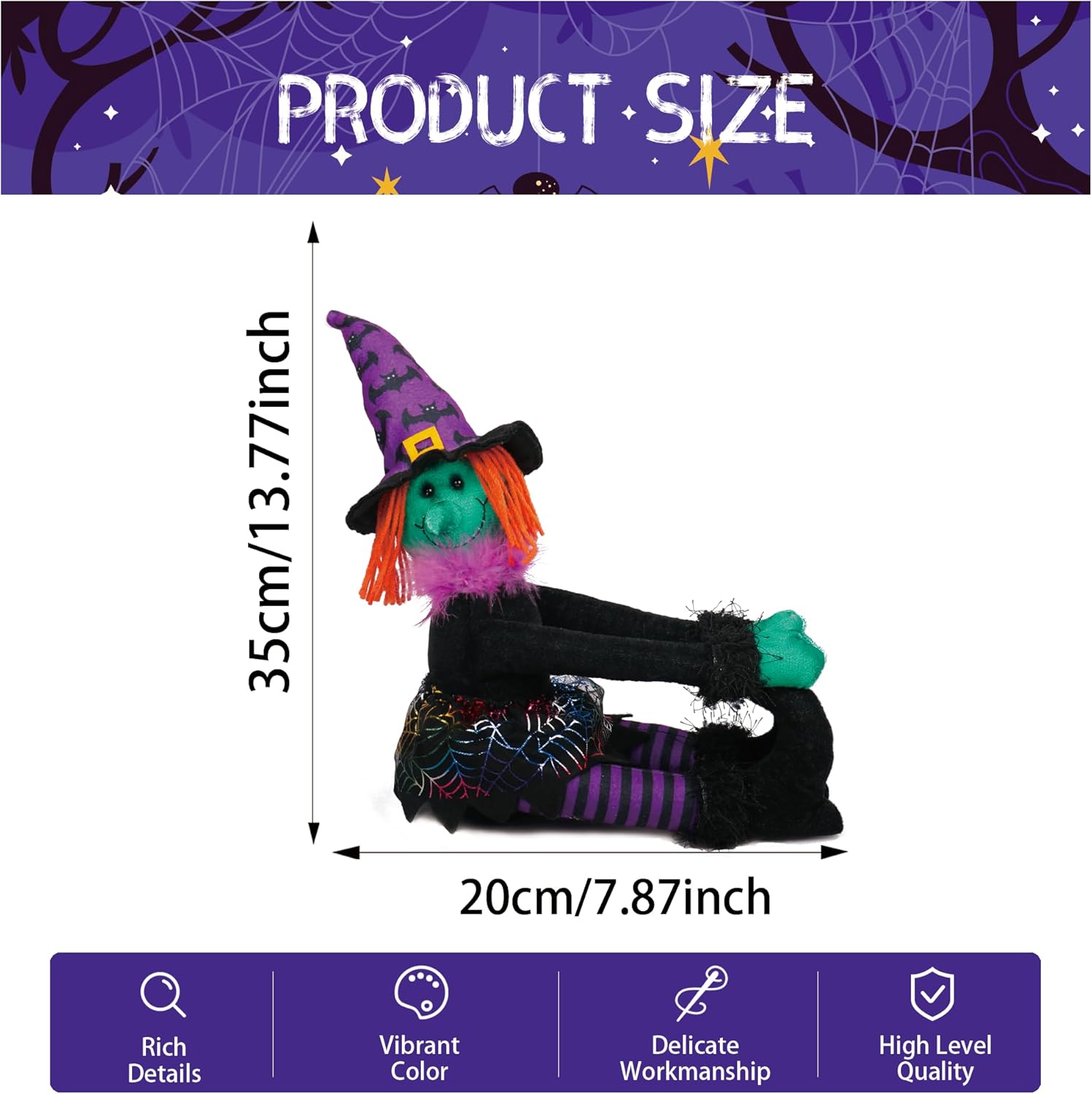 Decoración para árbol de bruja de Halloween, decoración aterradora de Halloween para árbol de Navidad, corbata de cortina de Halloween y botella de