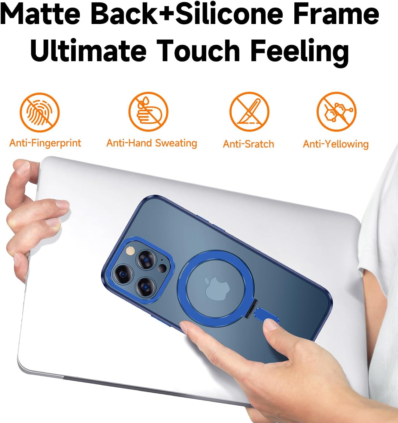 MAGIC JOHN Funda para iPhone 11 Pro compatible con Magsafe con soporte de metal magnético a prueba de golpes de grado militar antiamarillamiento,