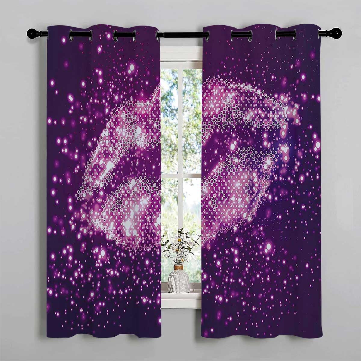 YANFENQI Cortina Blackout para Habitacion Purple Grommet Short Blackout Door Curtain Cortinas para Separar Cuartos 55Inch Width by 45Inch Length,2