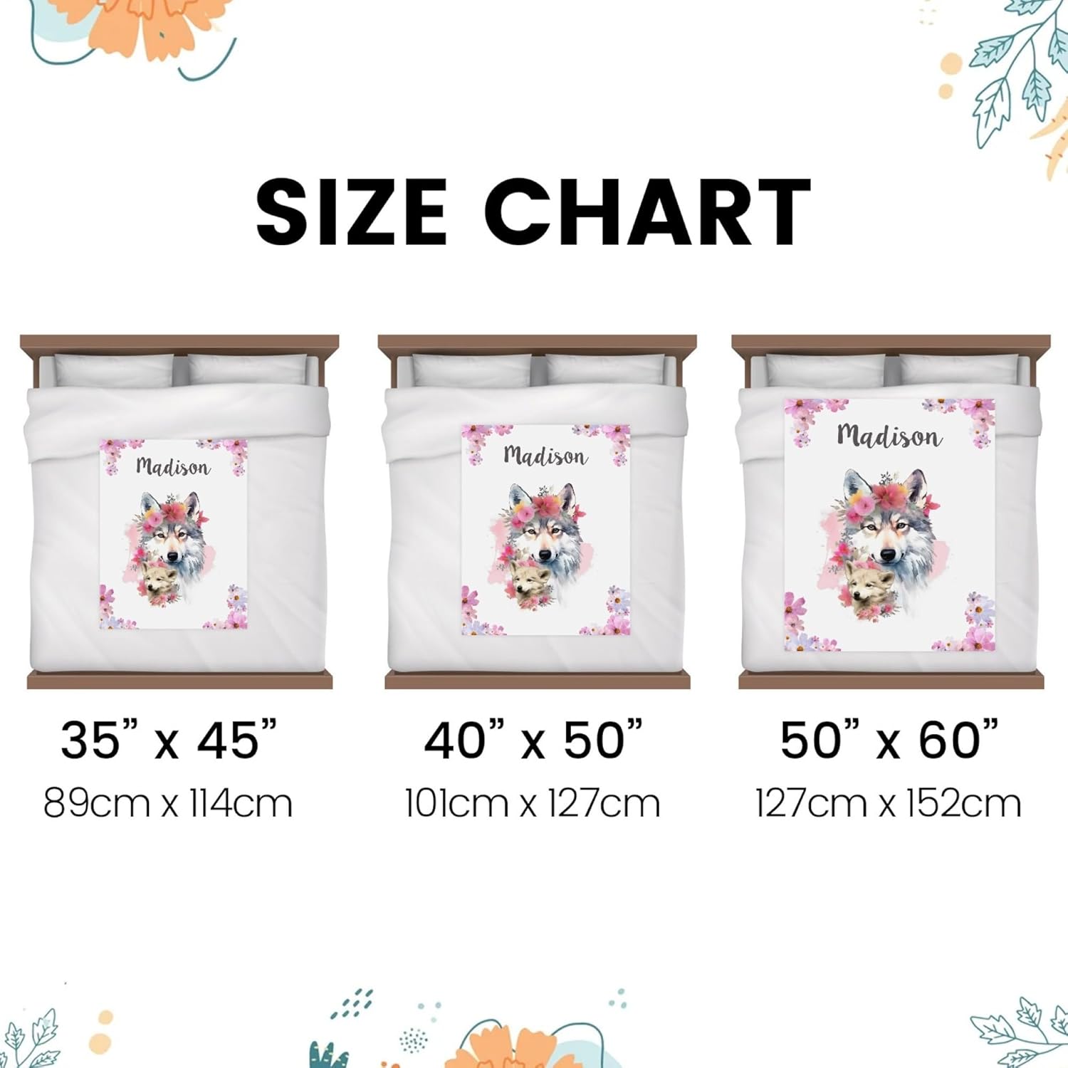 Manta personalizada con nombre, mantas de bebé personalizadas para niñas, manta de felpa suave de lobo minky, manta de bebé con respaldo punteado,