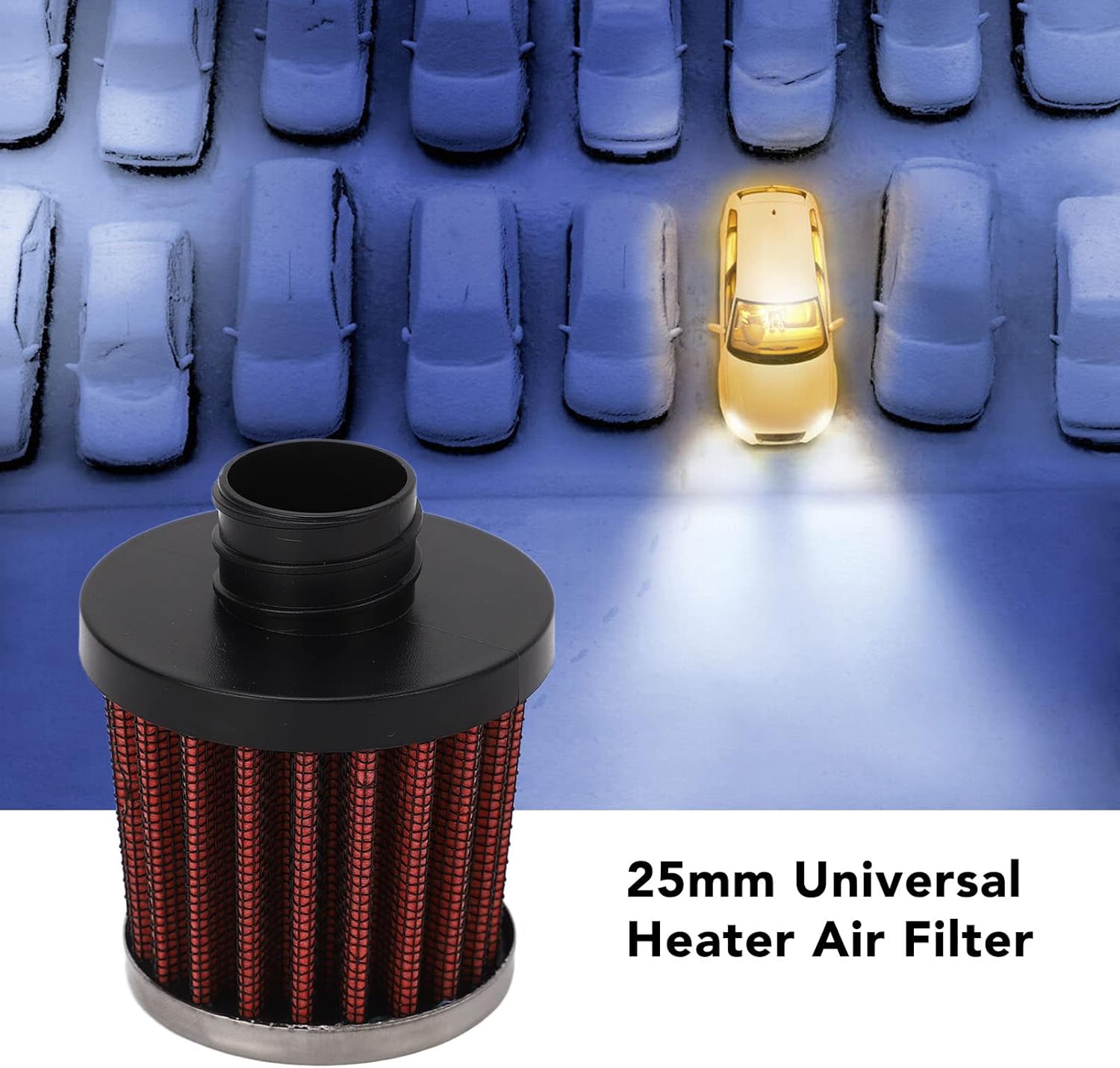 Filtro de aire de entrada universal de 0.984 in, filtro de entrada de aire con abrazadera para calentador Webasto