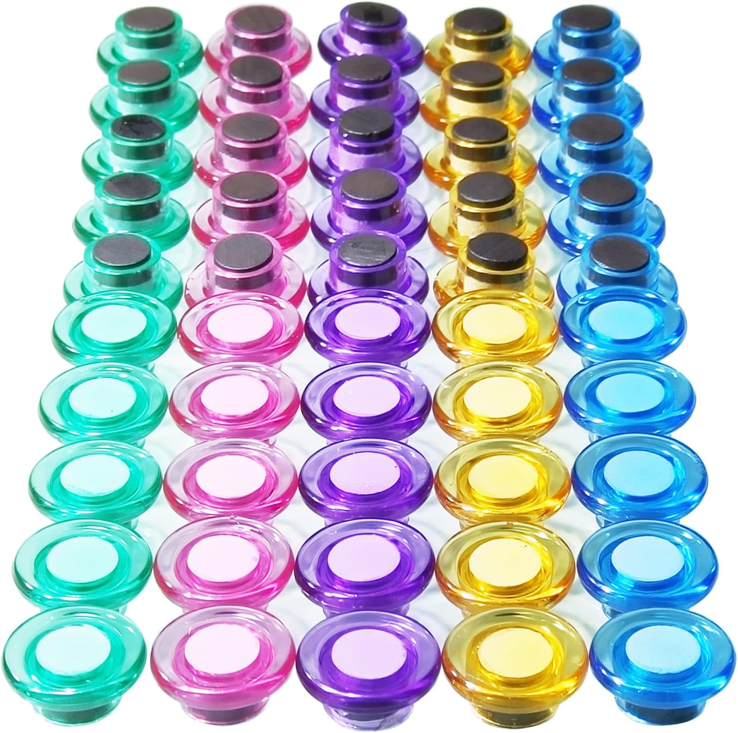 Imán, paquete de 50 imanes de 5 colores para nevera, mangetes pequeños redondos, bonitos imanes para pizarra blanca, mini imanes de pizarra blanca,