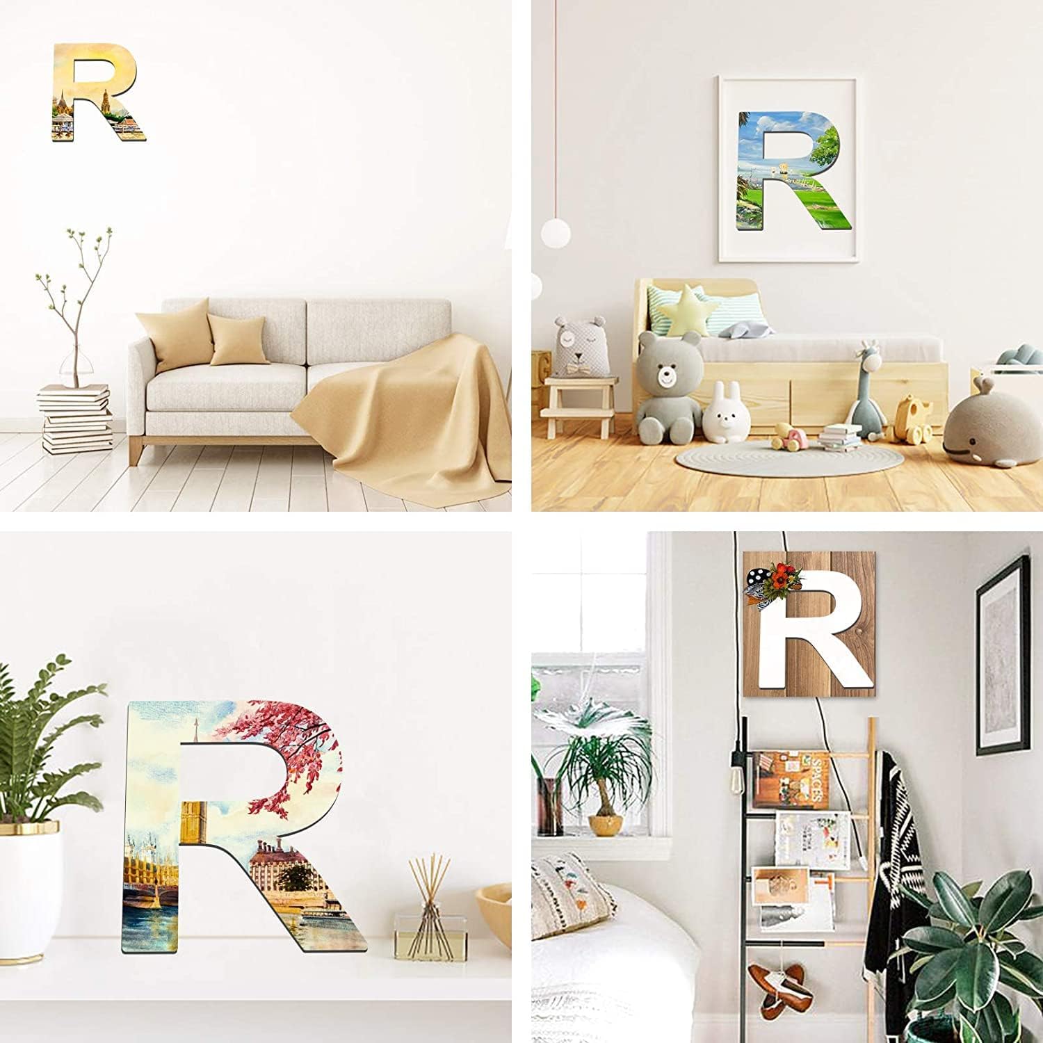 Letras de madera de 12 pulgadas de alto, letras de madera sin terminar de 0.28 pulgadas de grosor, letras de madera en blanco para decoración de