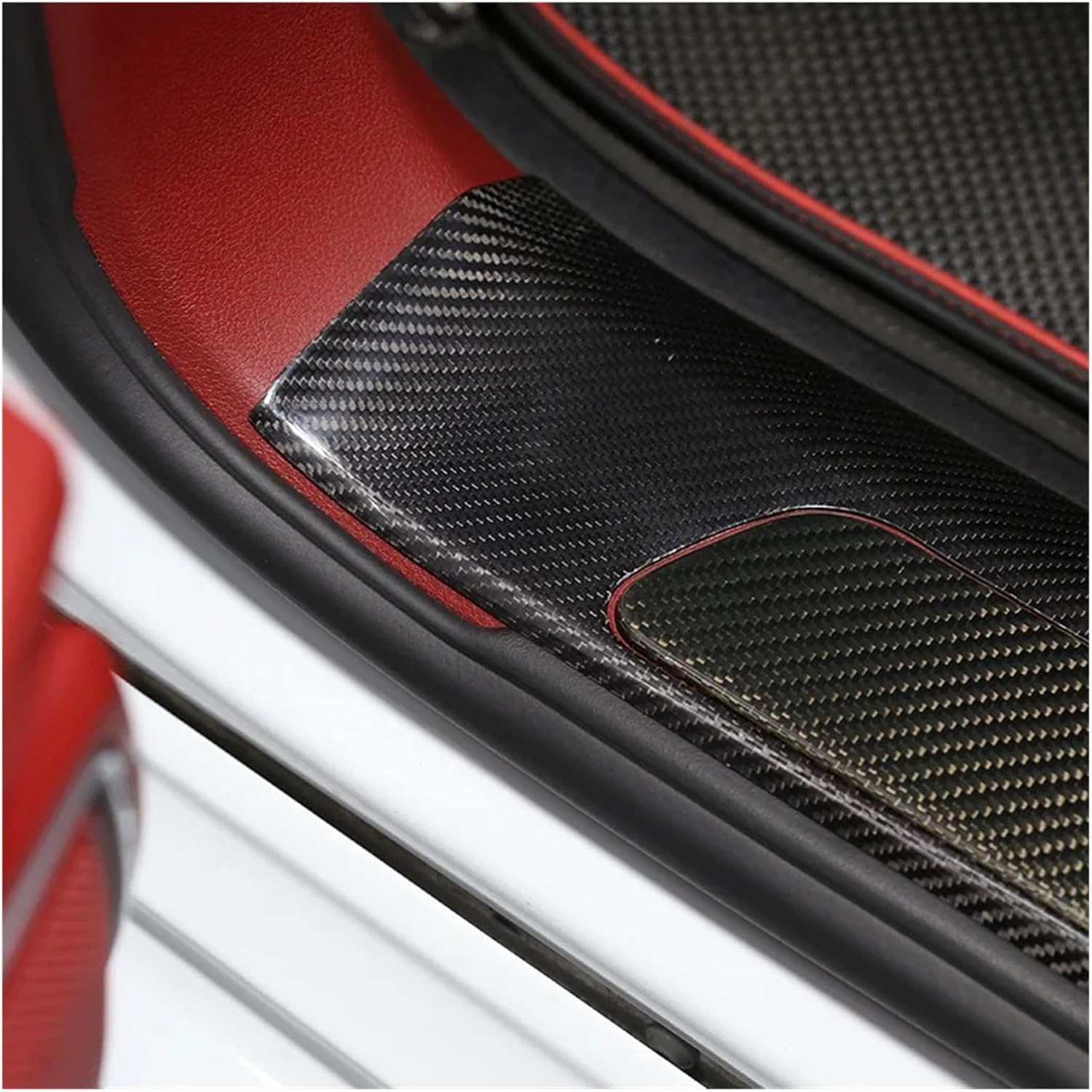 Tira de umbral de puerta integrada de fibra de carbono real para automóvil, accesorios de ajuste compatibles con Porsche Panamera 2017-2021