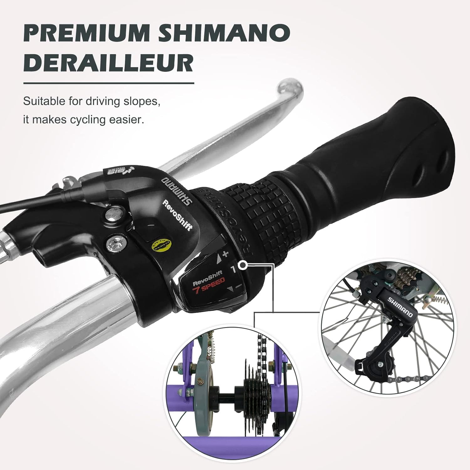 H&ZT Triciclo para adultos, bicicletas de 3 ruedas para adultos, triciclo crucero, con cesta grande y herramientas de mantenimiento y desviador de 7